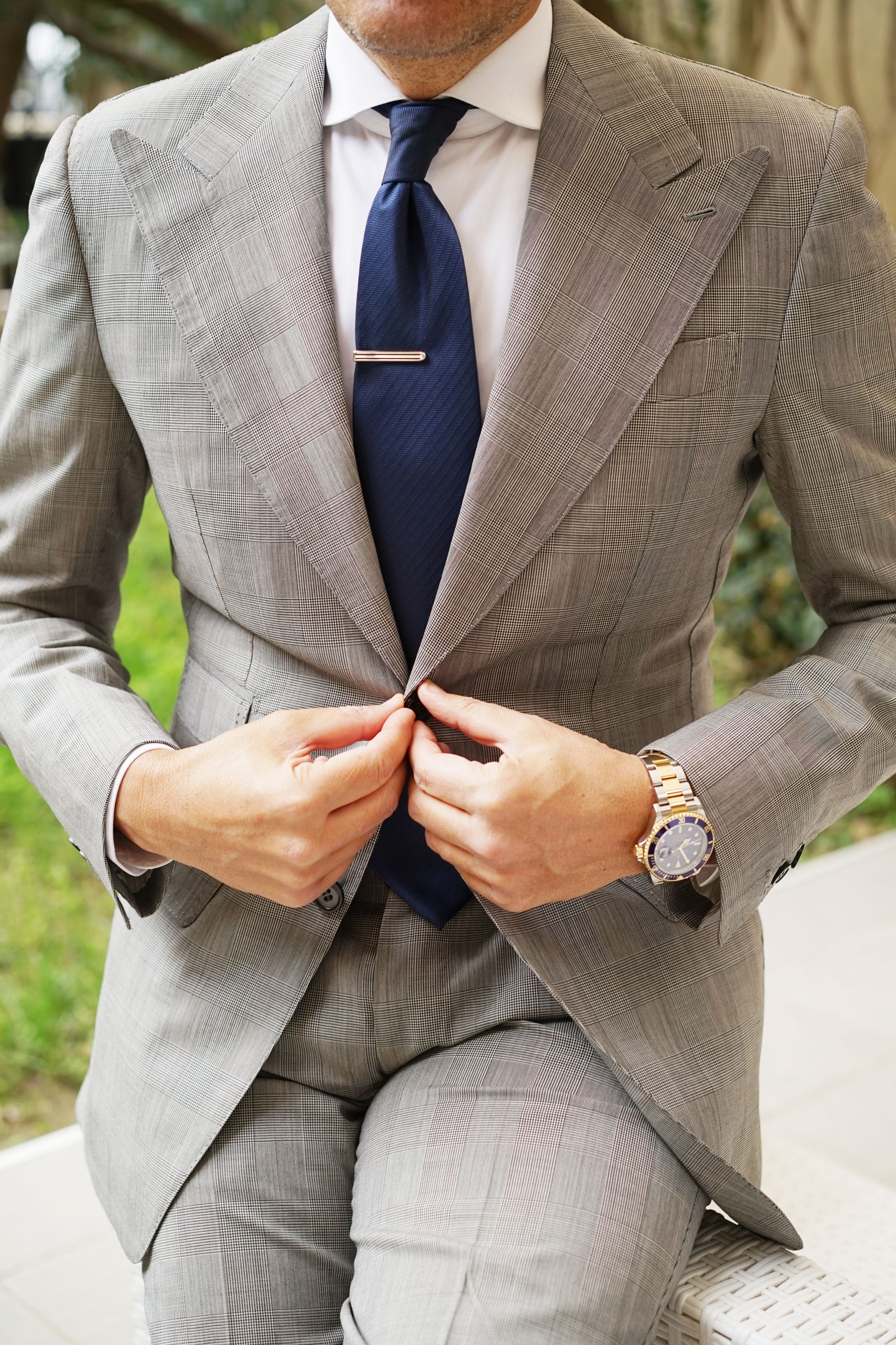 Mini Silver Pinstripe Tie Bar