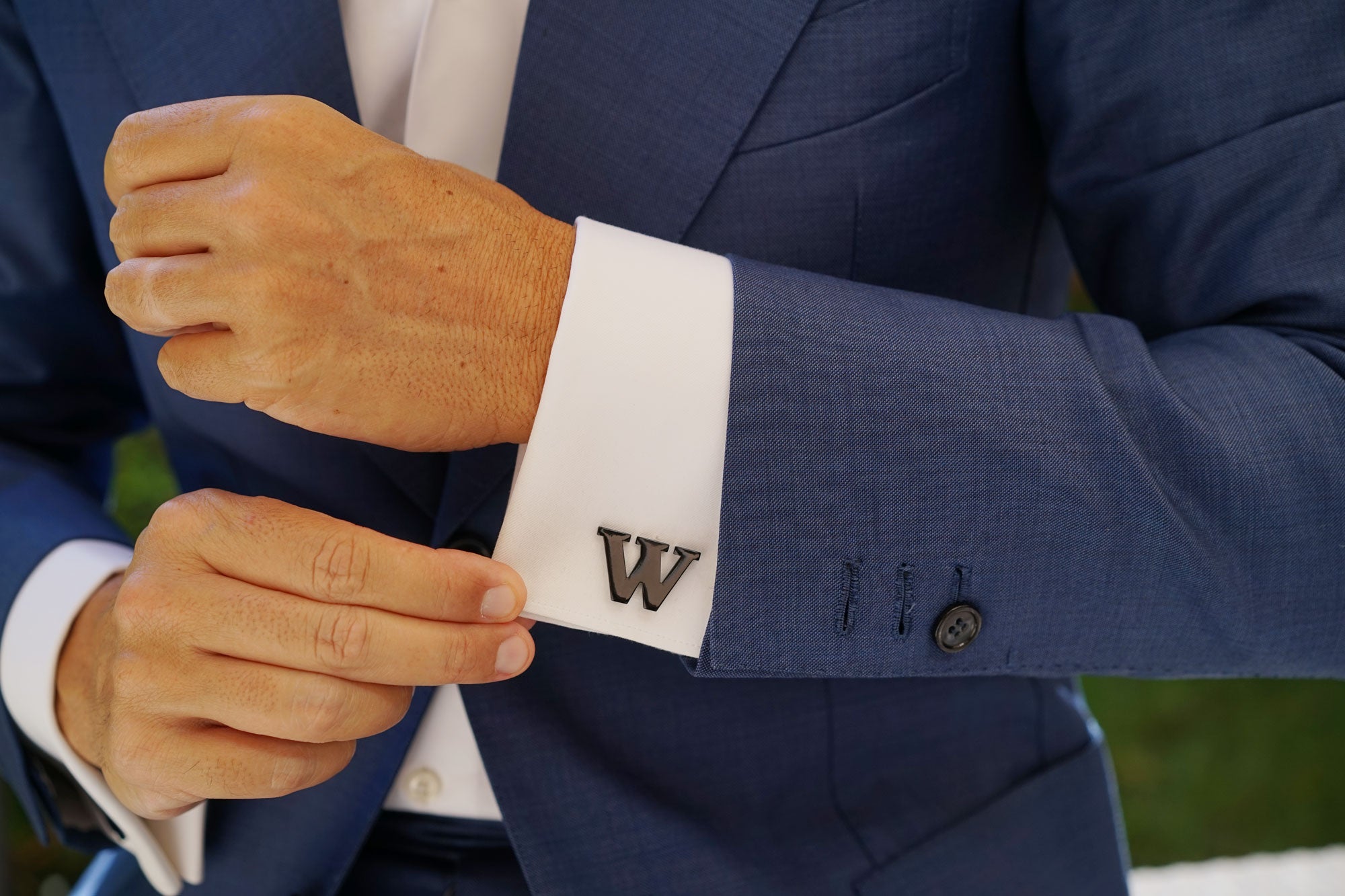 Black And Gold Letter W Cufflinks