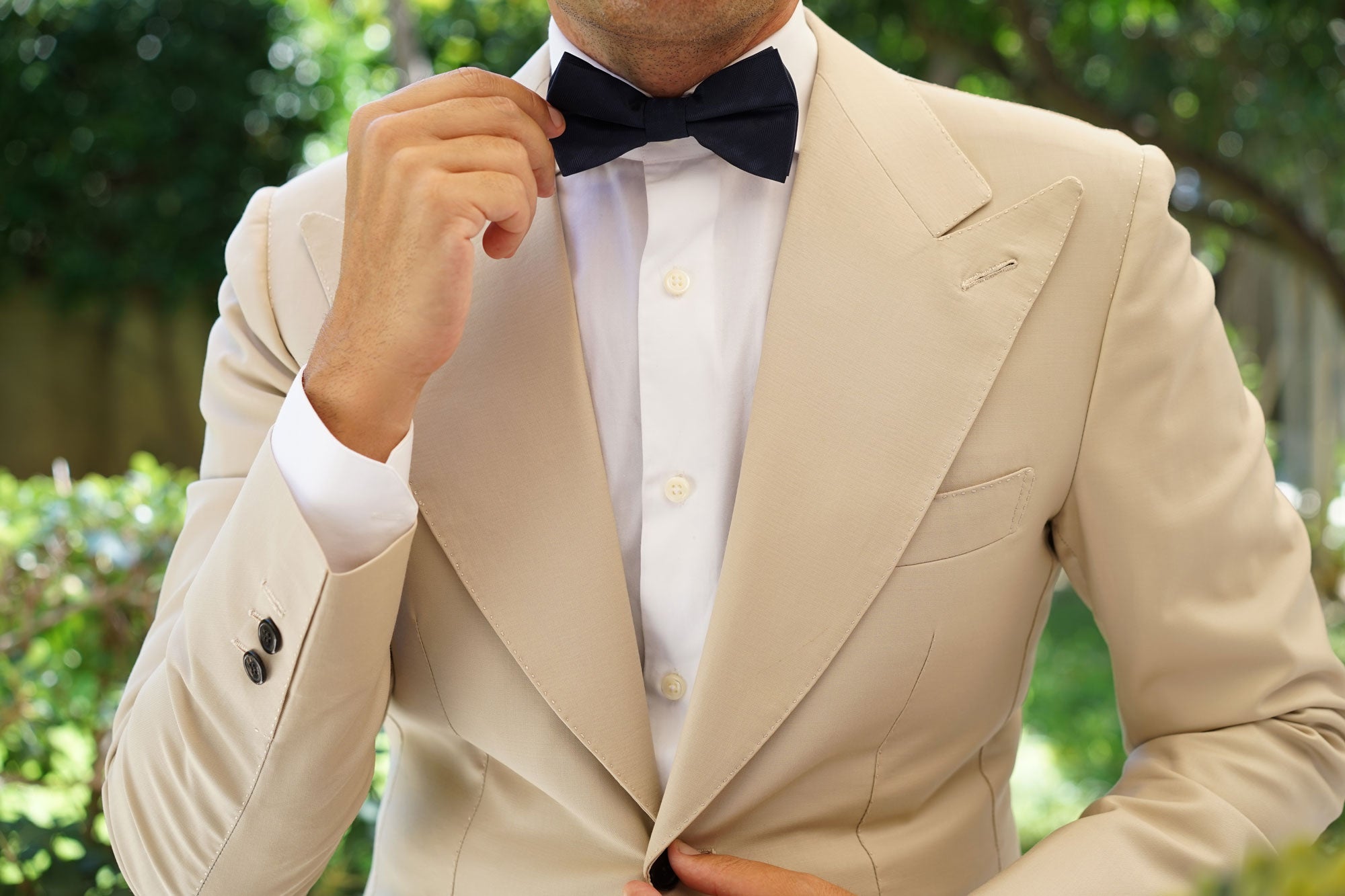 Venice Navy Blue Striped Bow Tie