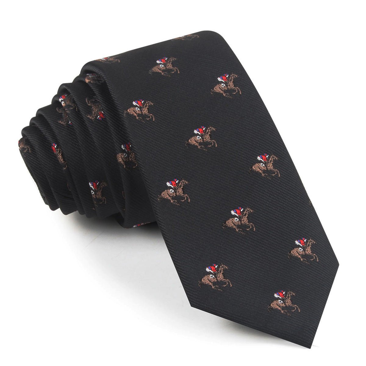 Black Melbourne Race Horse Skinny Tie