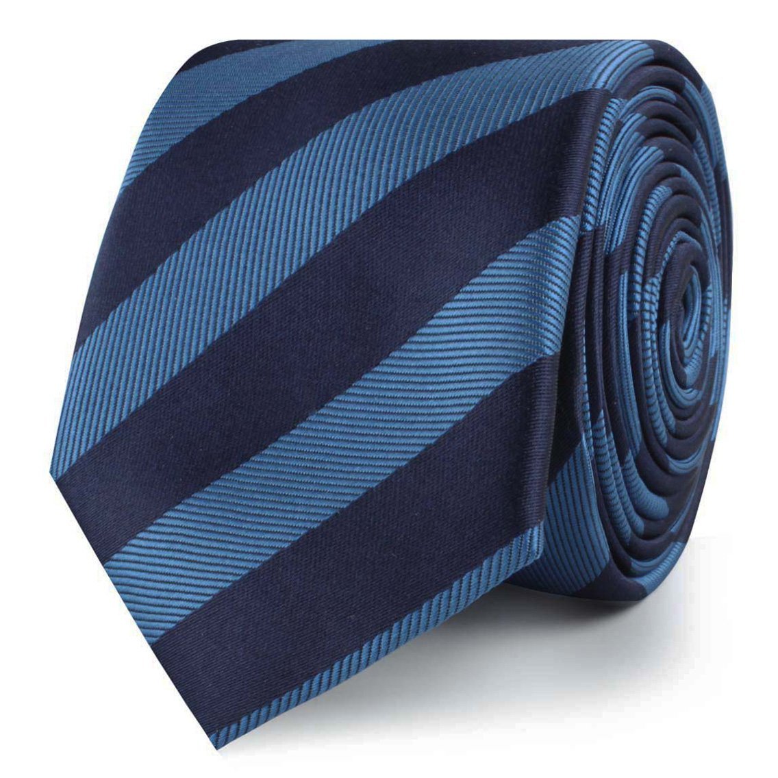 Oxford & Steel Blue Striped Skinny Tie