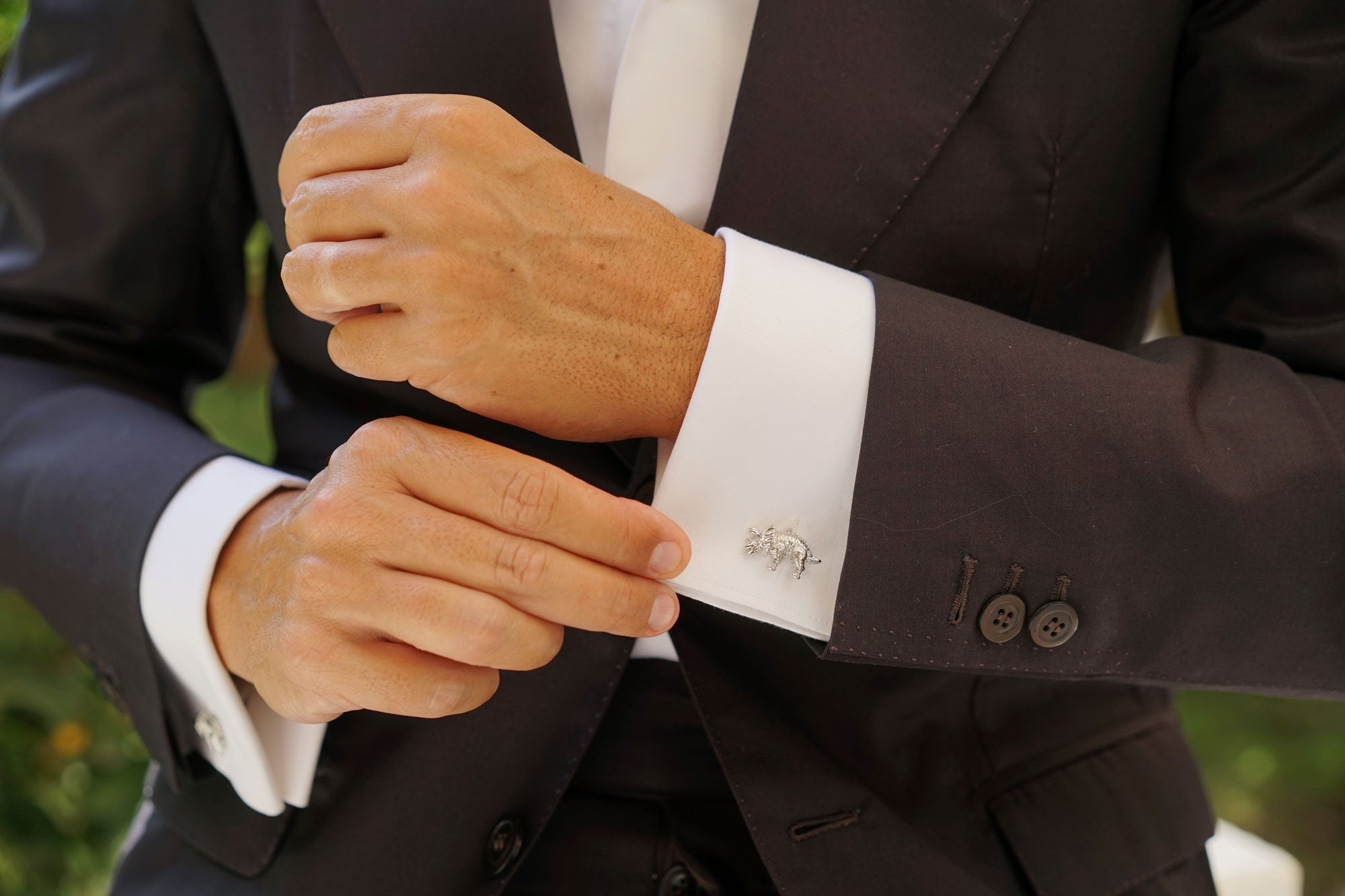 Silver Triceratops Cufflinks