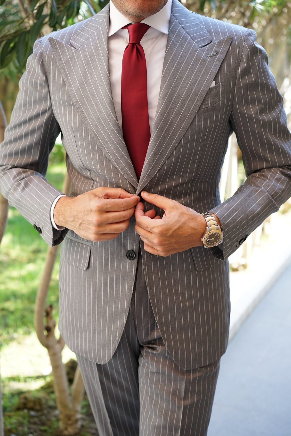 Burgundy Satin Skinny Tie