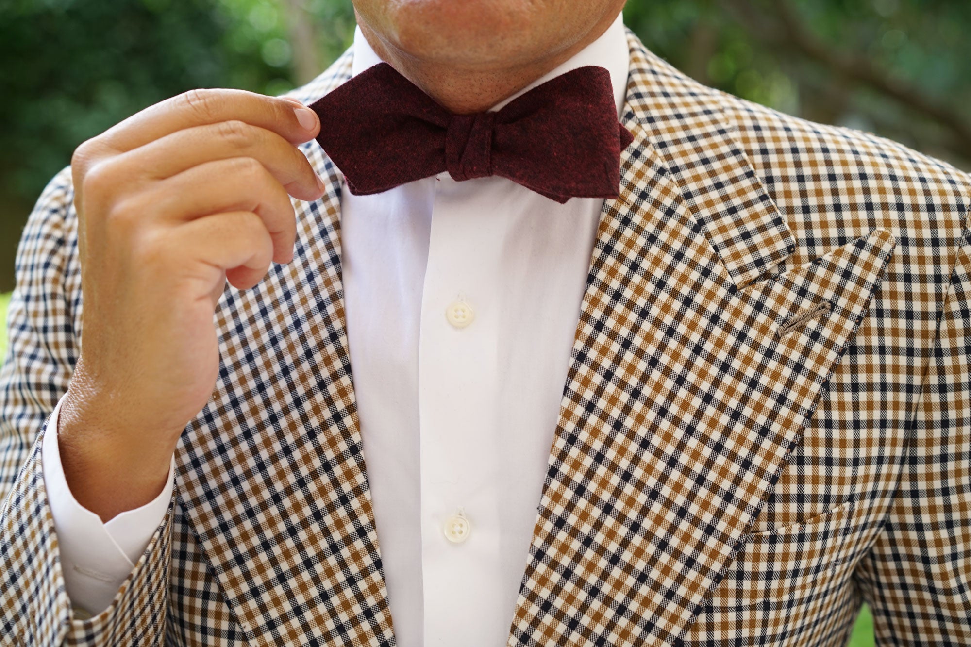 Brooklyn Burnt Red Diamond Self Bow Tie