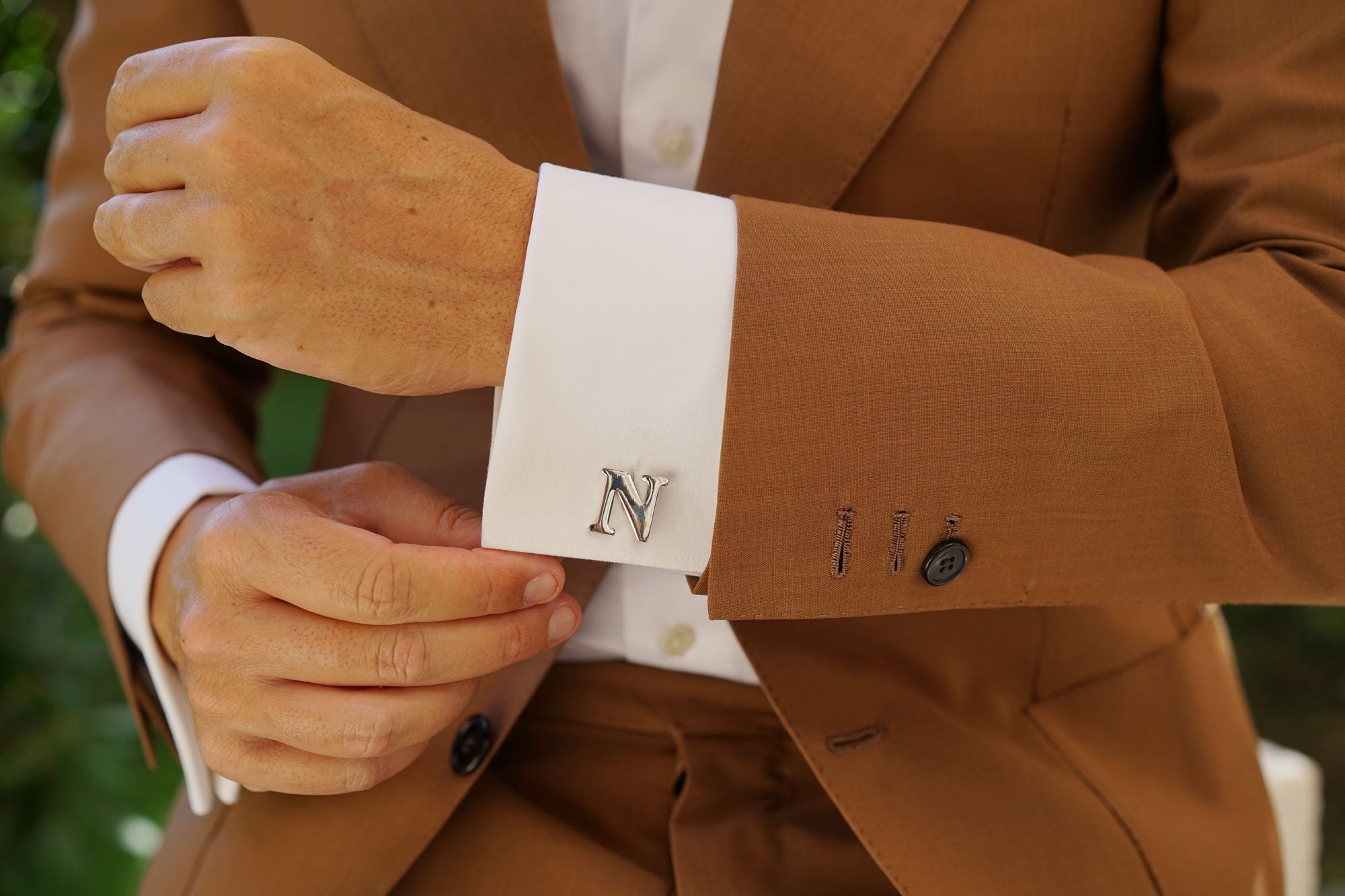 Letter N Silver Cufflinks