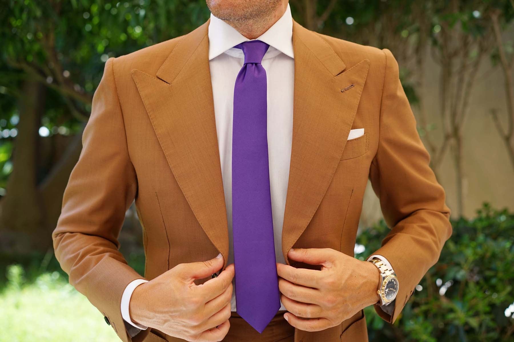 Royal Violet Purple Satin Skinny Tie