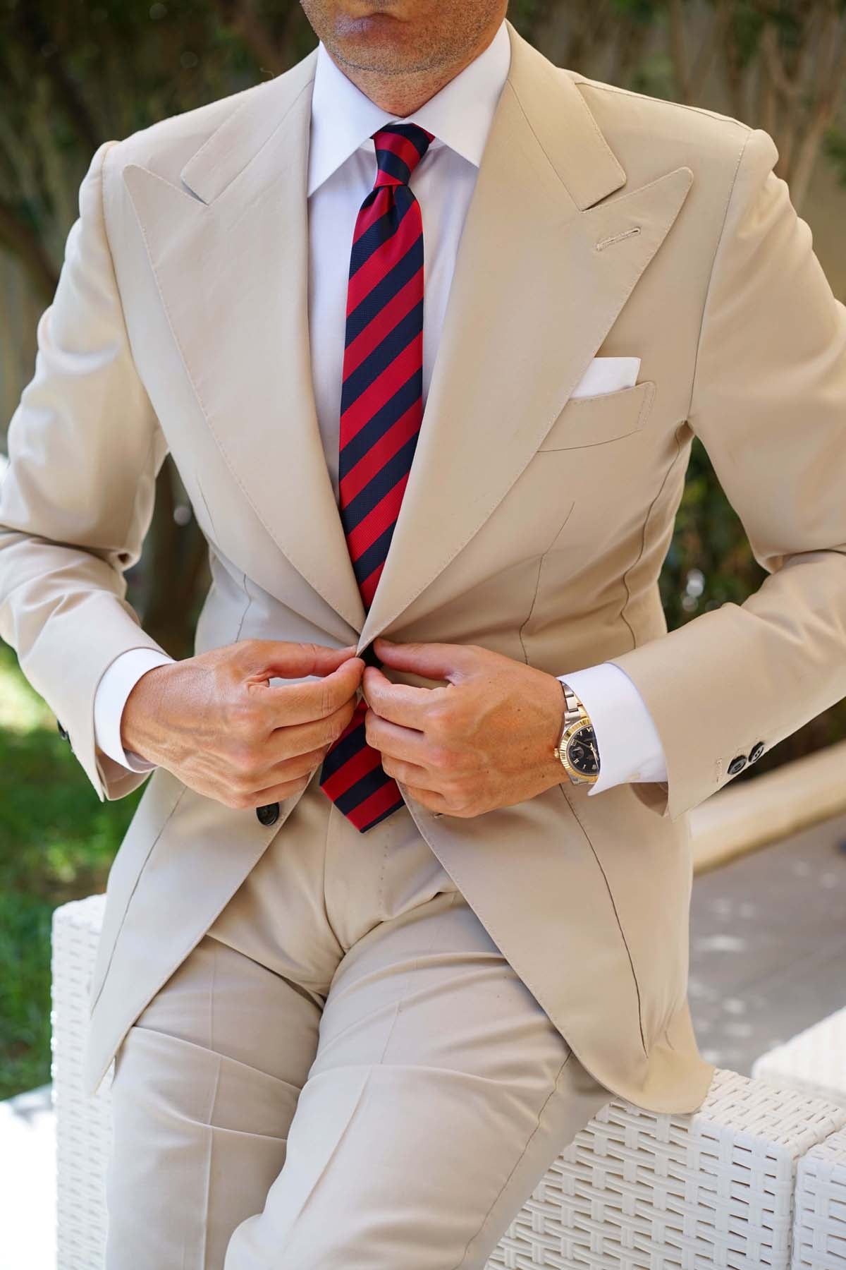 Canterbury Red & Navy Blue Striped Skinny Tie