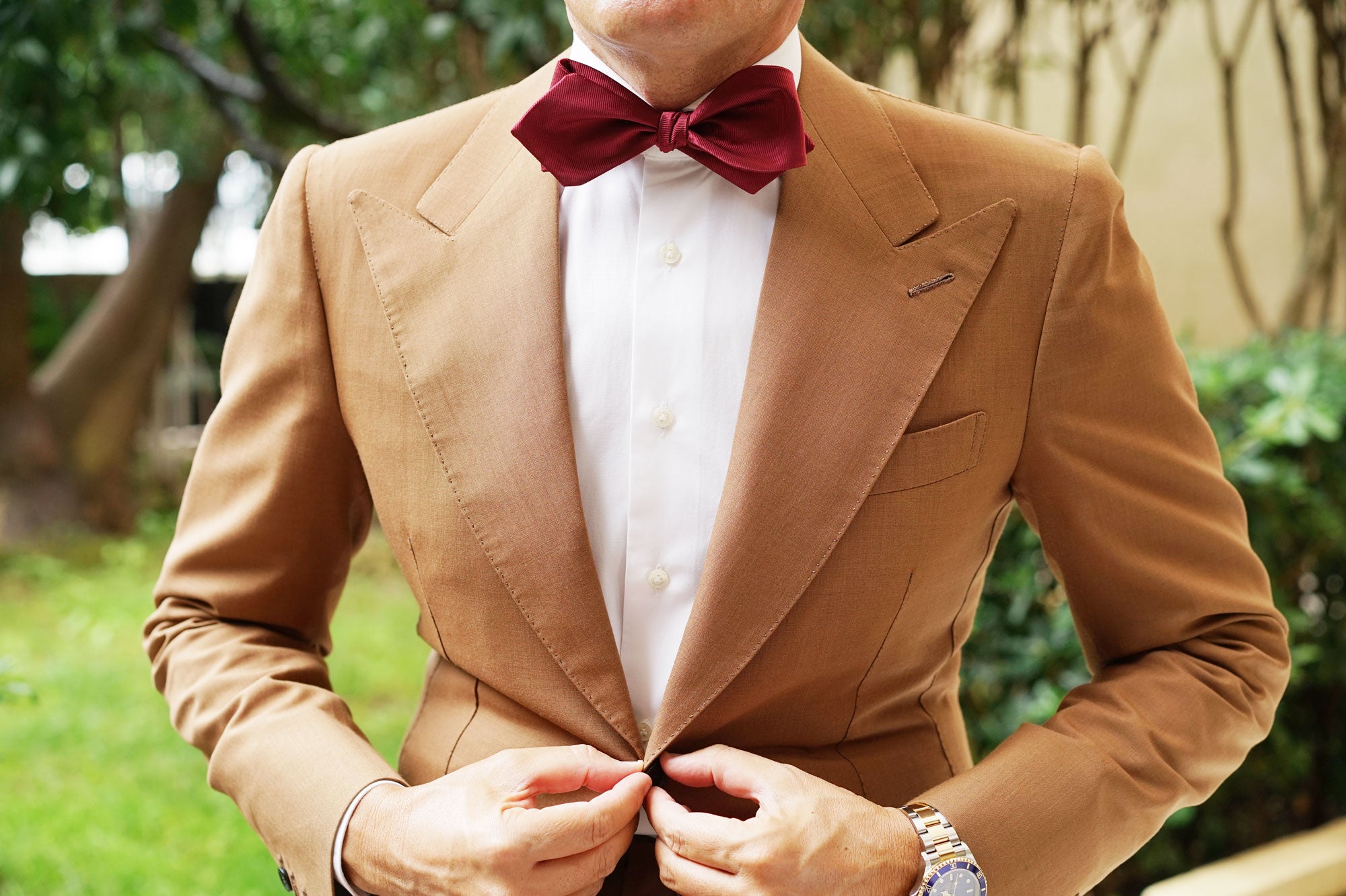 Dark Maroon Self Tie Diamond Tip Bow Tie