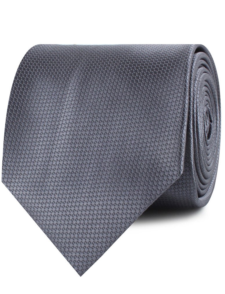 Slate Grey Charcoal Basket Weave Necktie