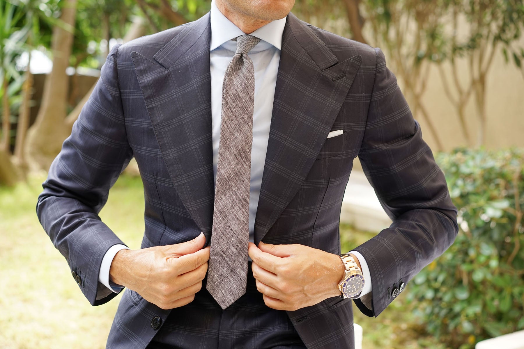 Black Linen Chambray Skinny Tie