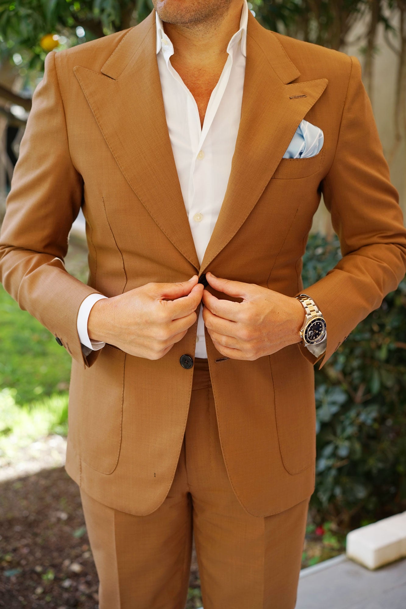 Sky Light Blue Double Stripe Pocket Square