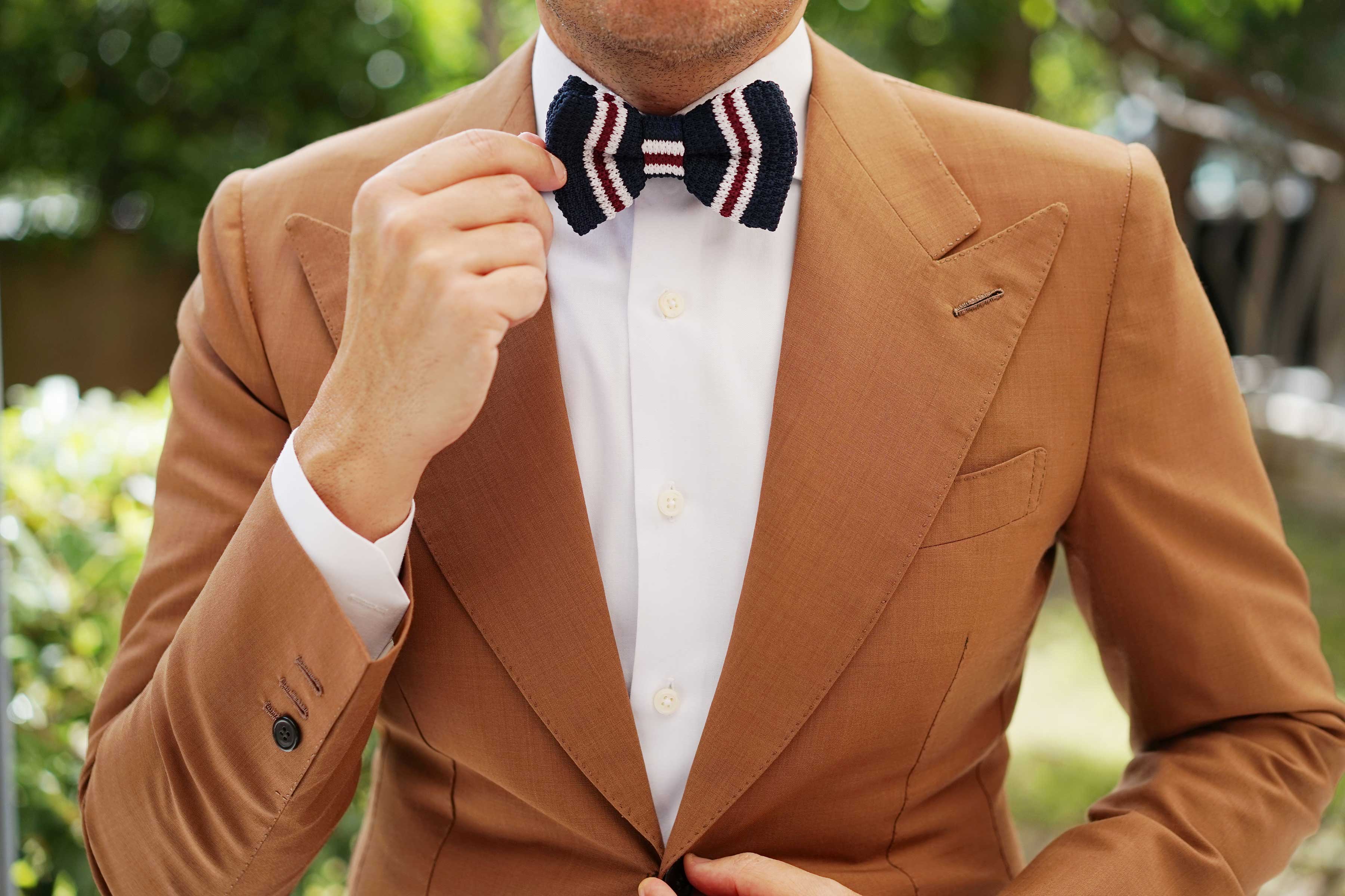 Dark American Navy Blue Knitted Bow Tie