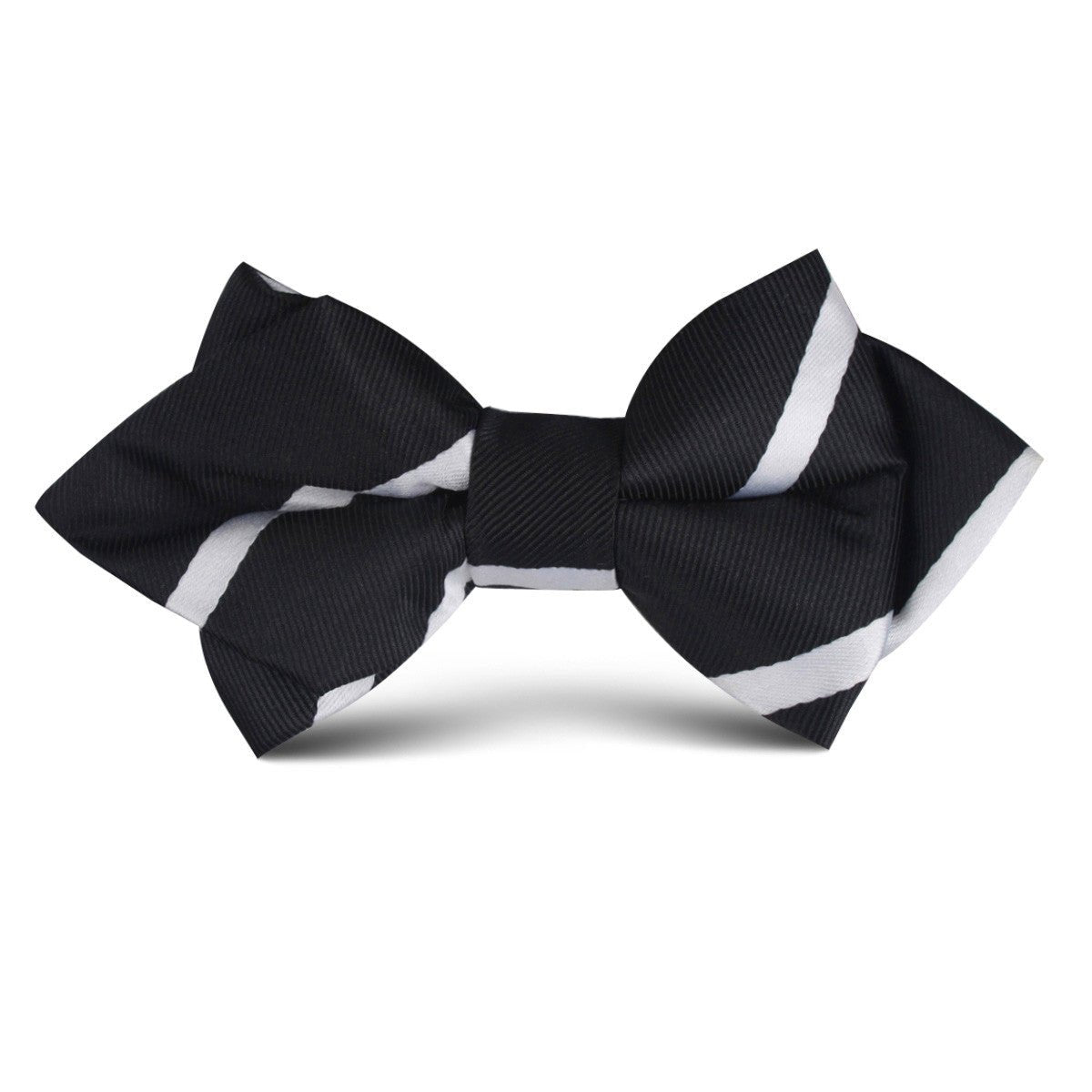 Black Pencil Stripe Kids Diamond Bow Tie