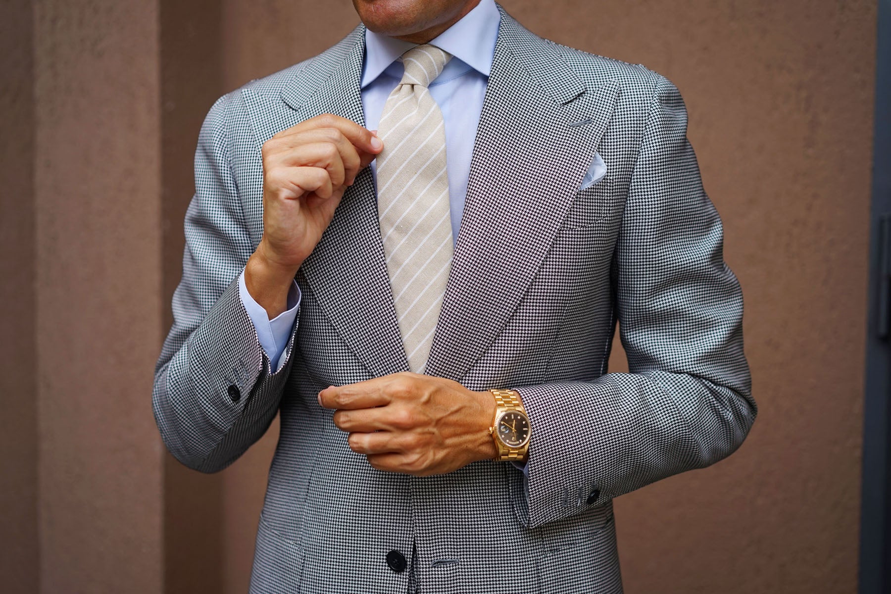 Khaki Linen Pinstripe Tie