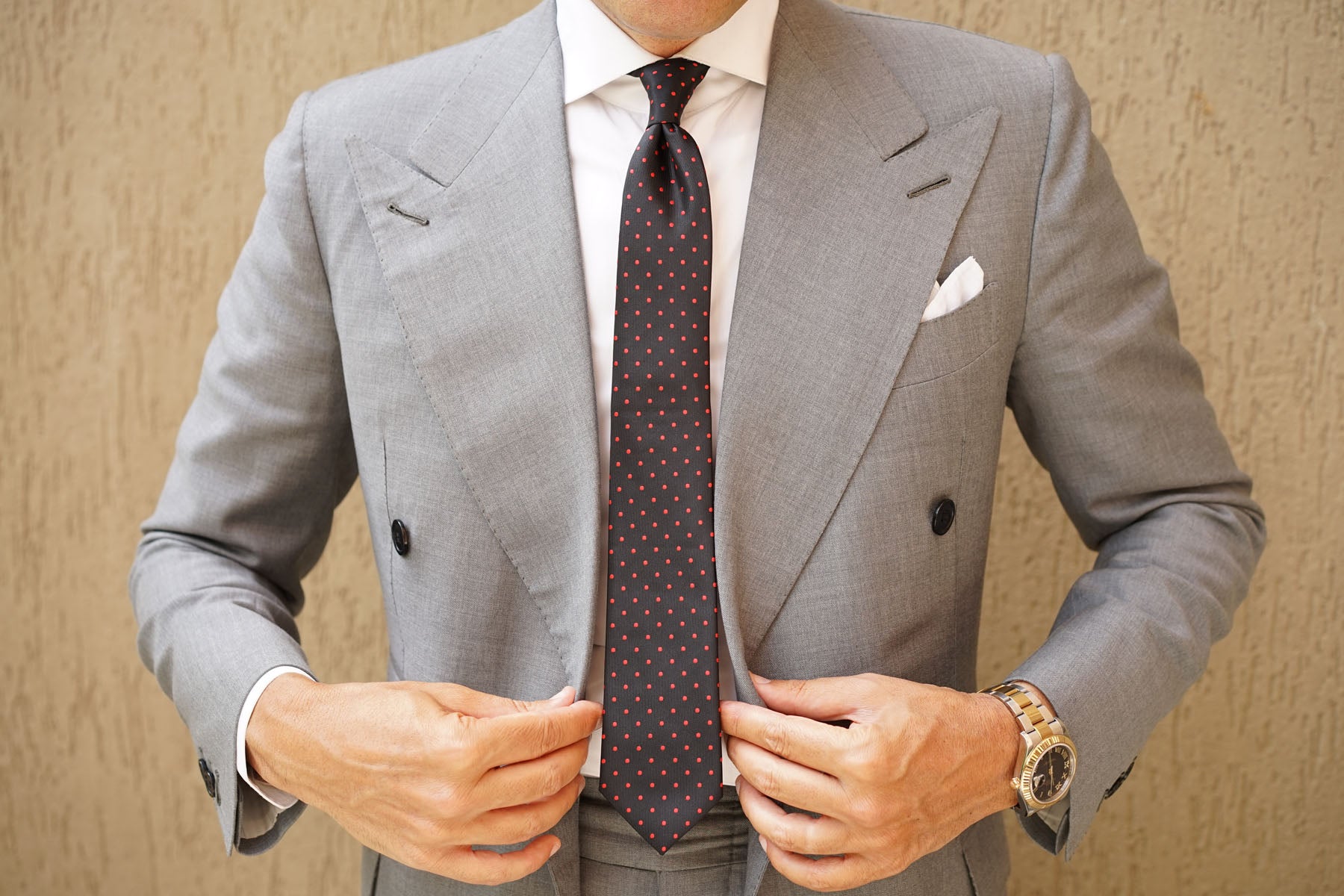 Black with Red Polka Dots Skinny Tie