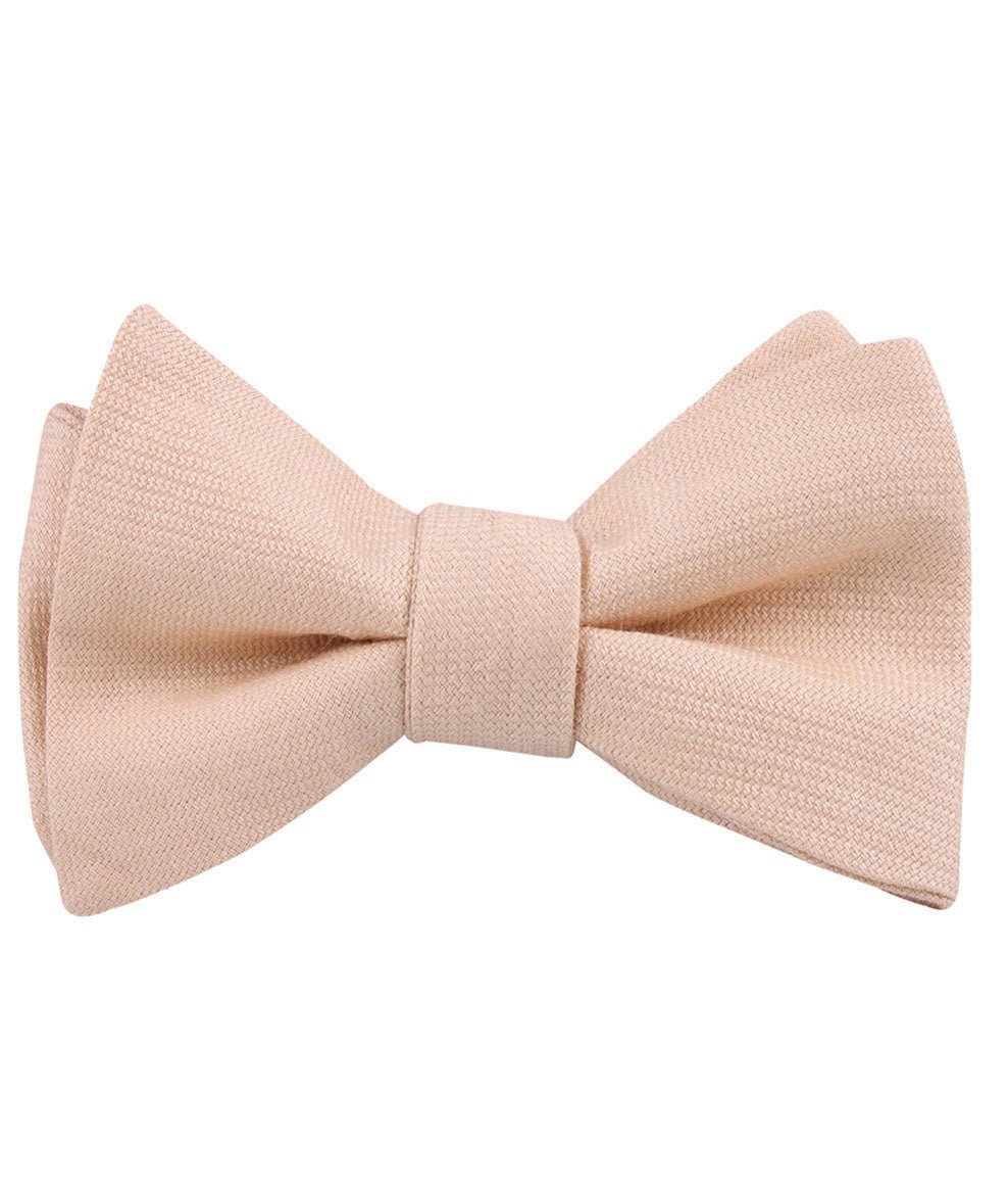 Blush Beige Linen Self Bow Tie