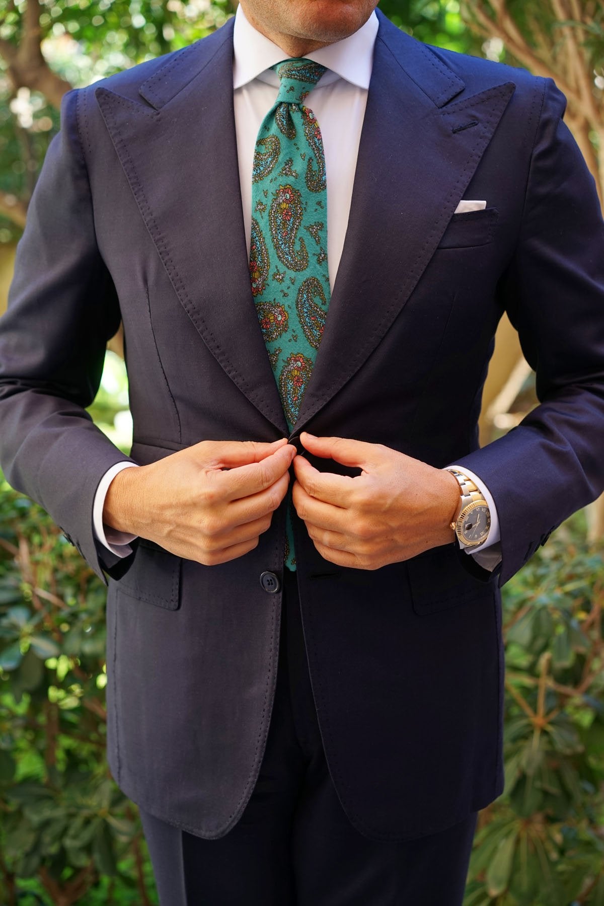 Amer Fort Teal Paisley Necktie