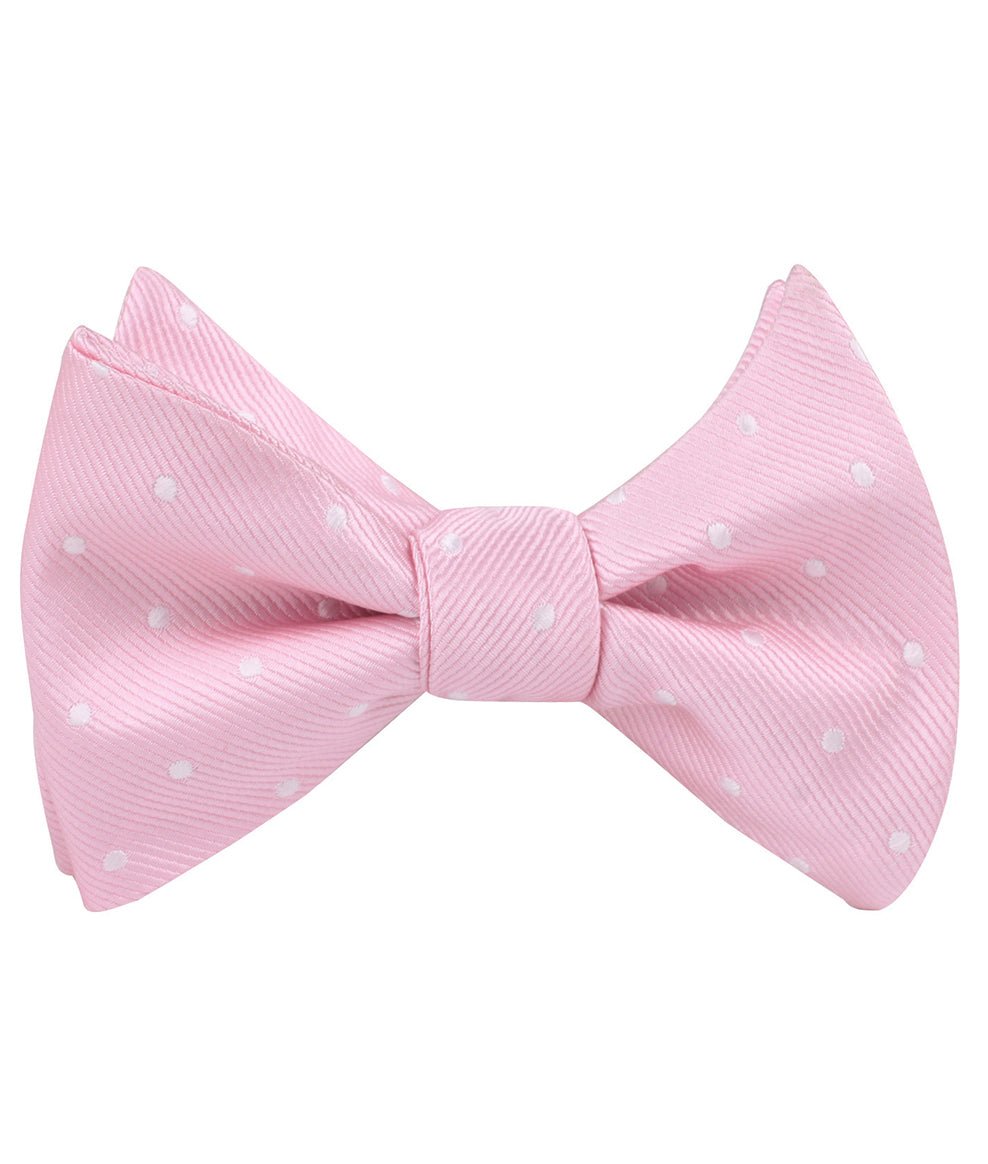 Soft Pink Polka Dots Self Bow Tie