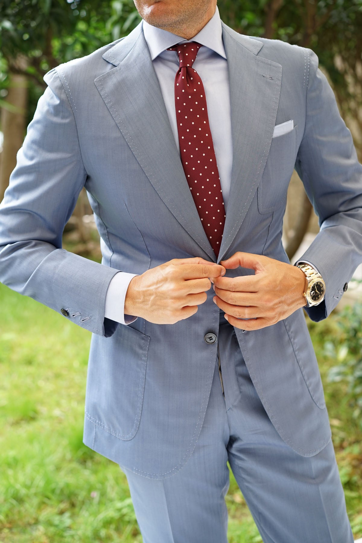 Mahogany Maroon with White Polka Dots Skinny Tie