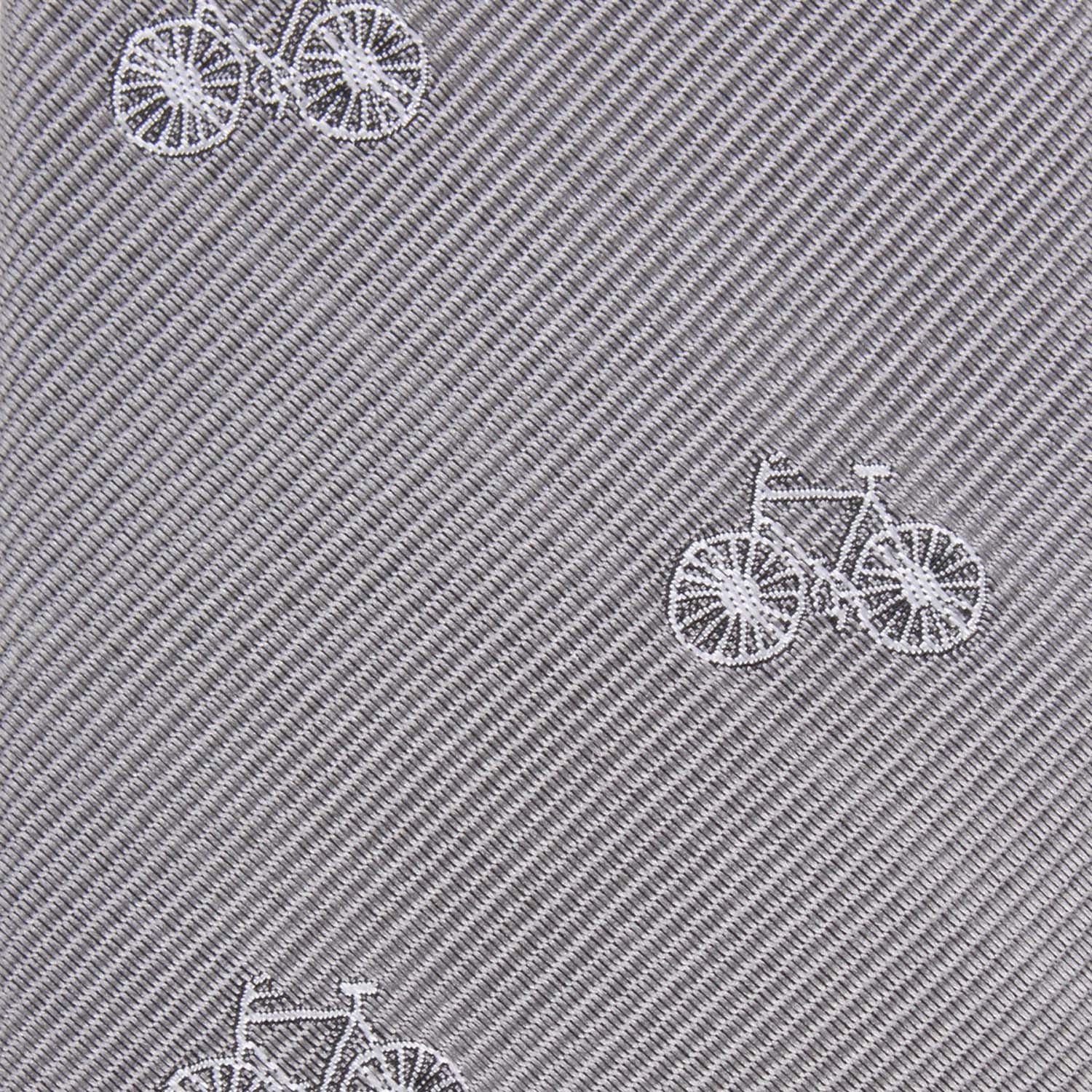 Grey with White French Bicycle Self Tie Diamond Tip Bow Tie