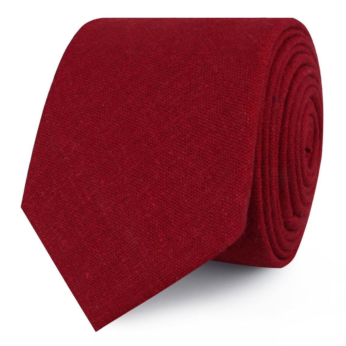 Apple Maroon Linen Skinny Tie