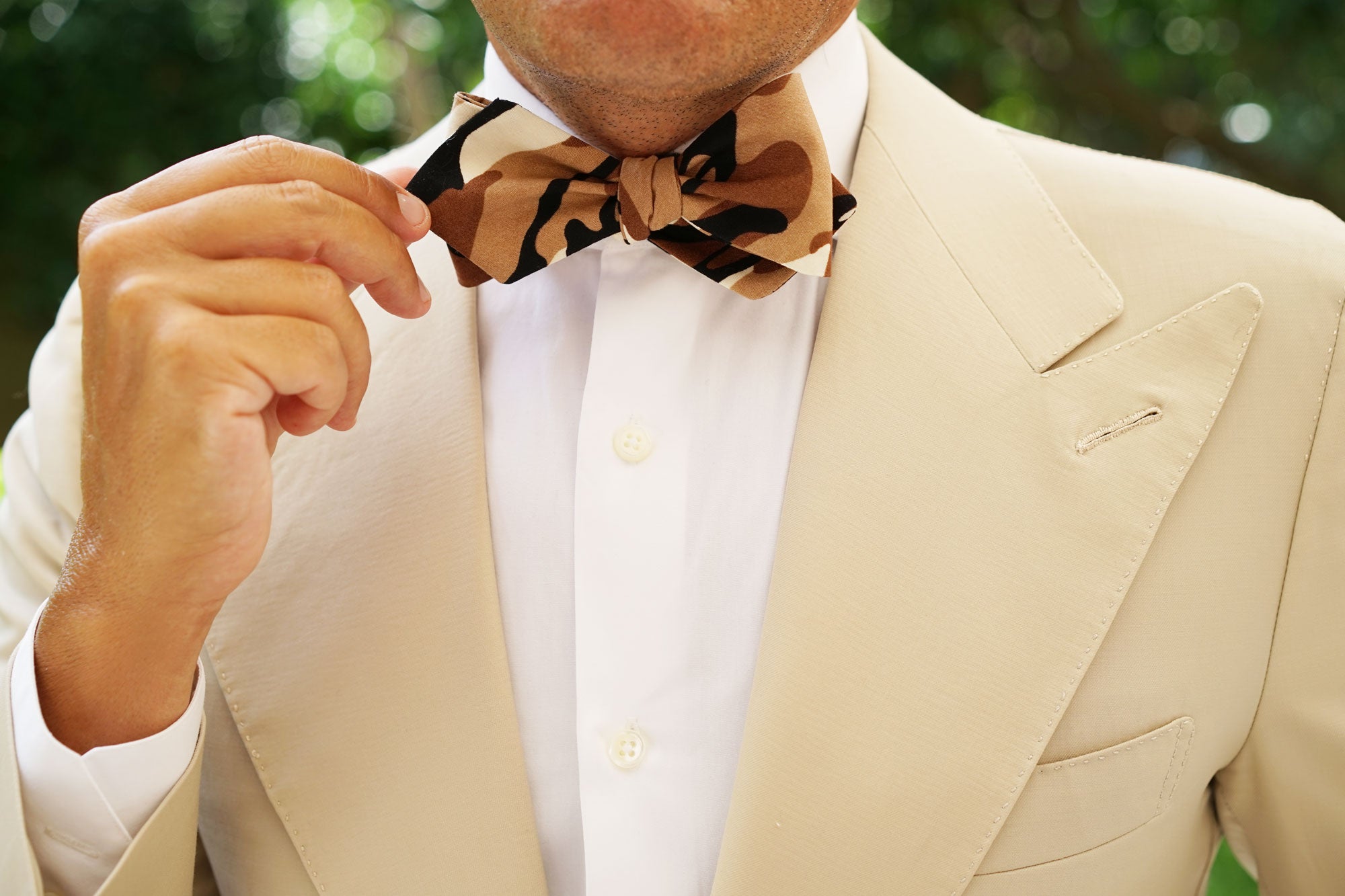 Desert Sand Camouflage Diamond Self Bow Tie