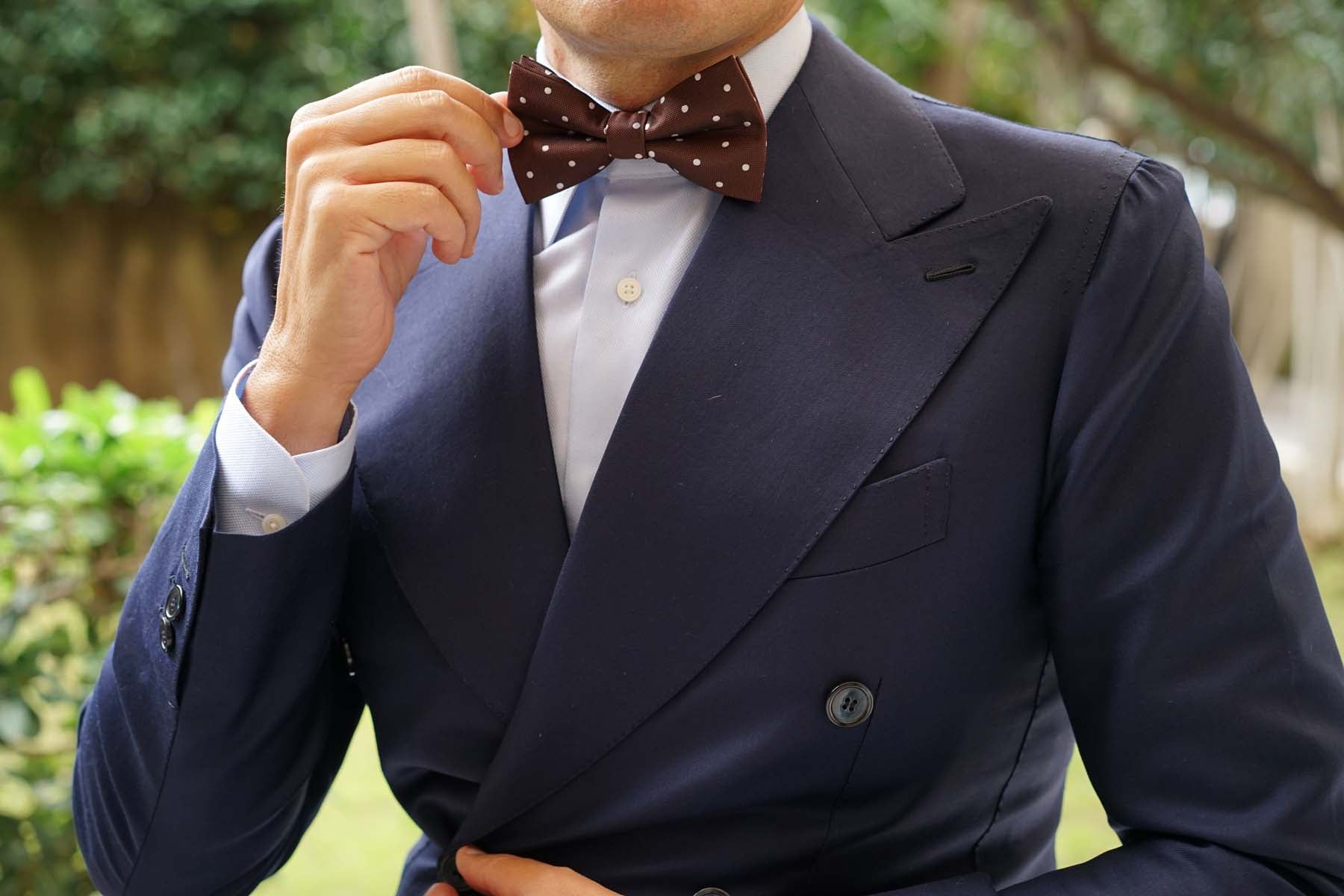 Brown with White Polka Dots Bow Tie