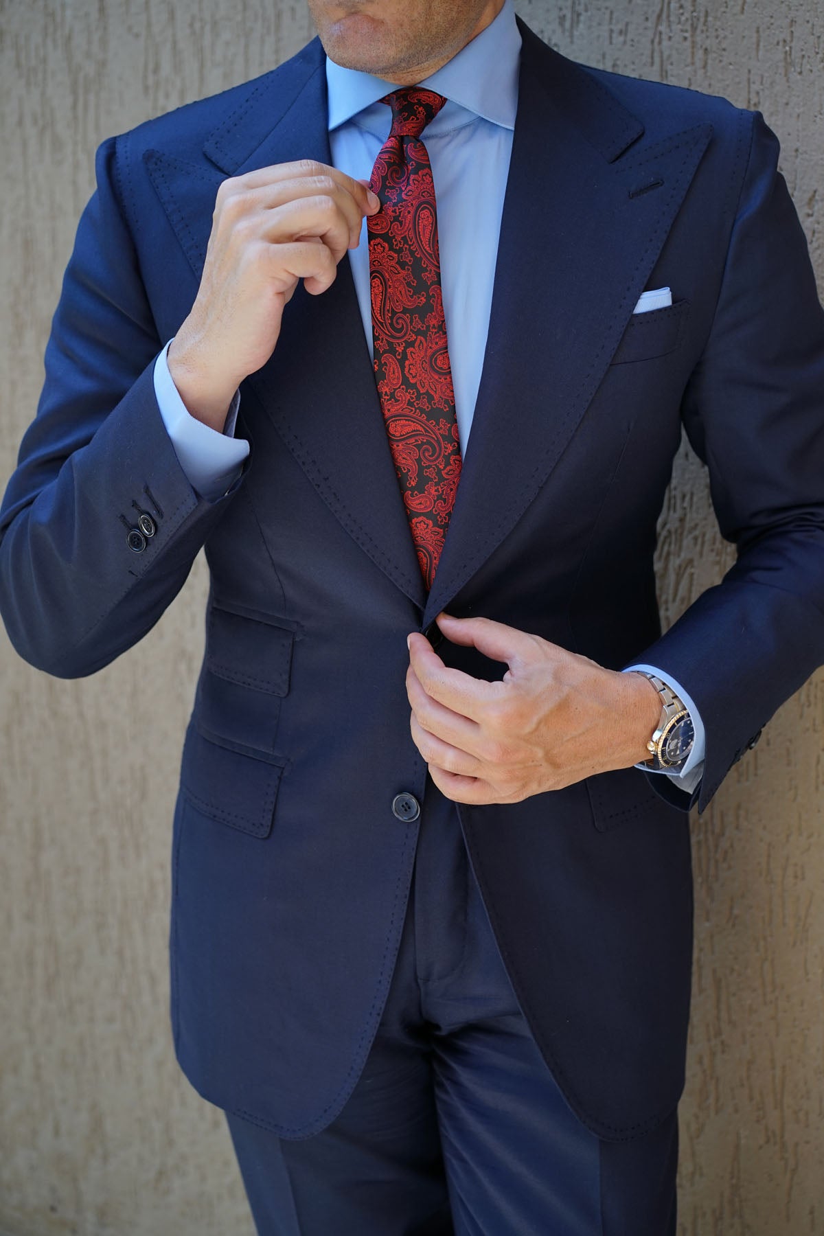 Paisley Red and Black Skinny Tie