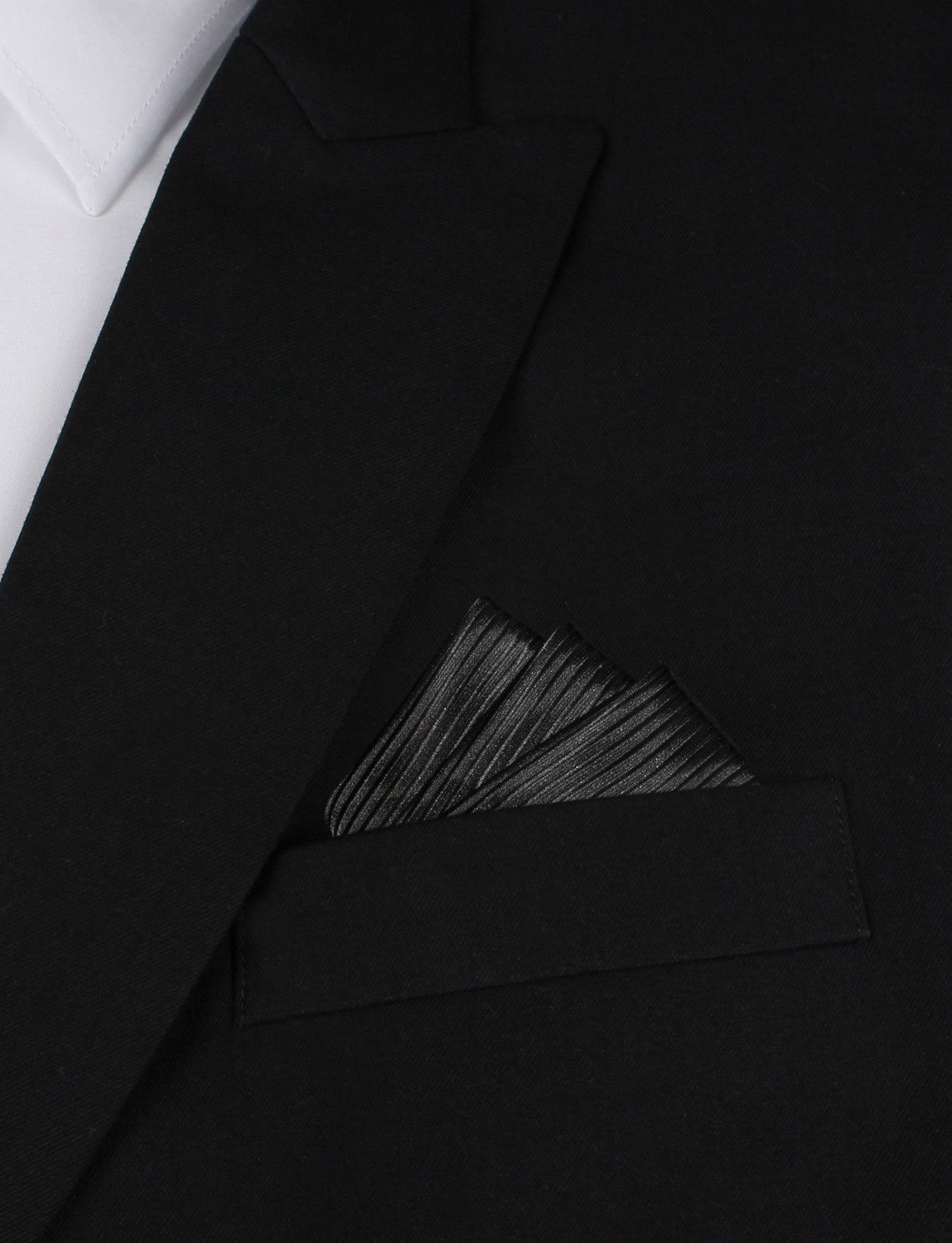 Jet Black Stripes Pocket Square