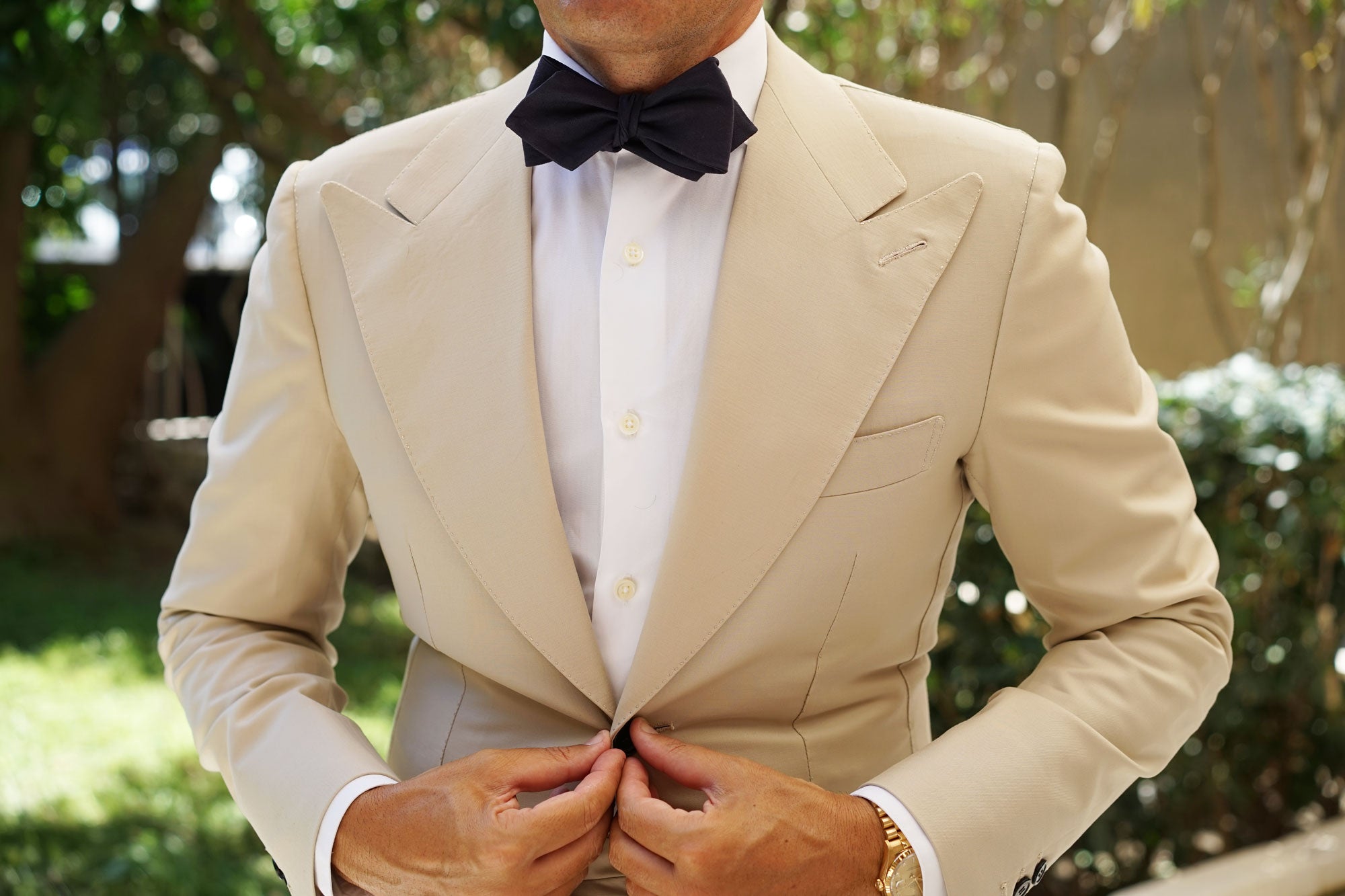 Navy Blue Cotton Self Tie Diamond Bow Tie