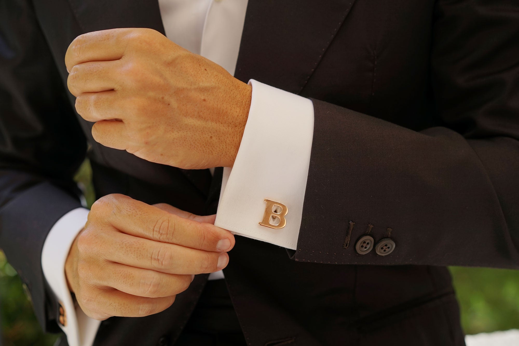 Rose Gold Letter B Cufflinks