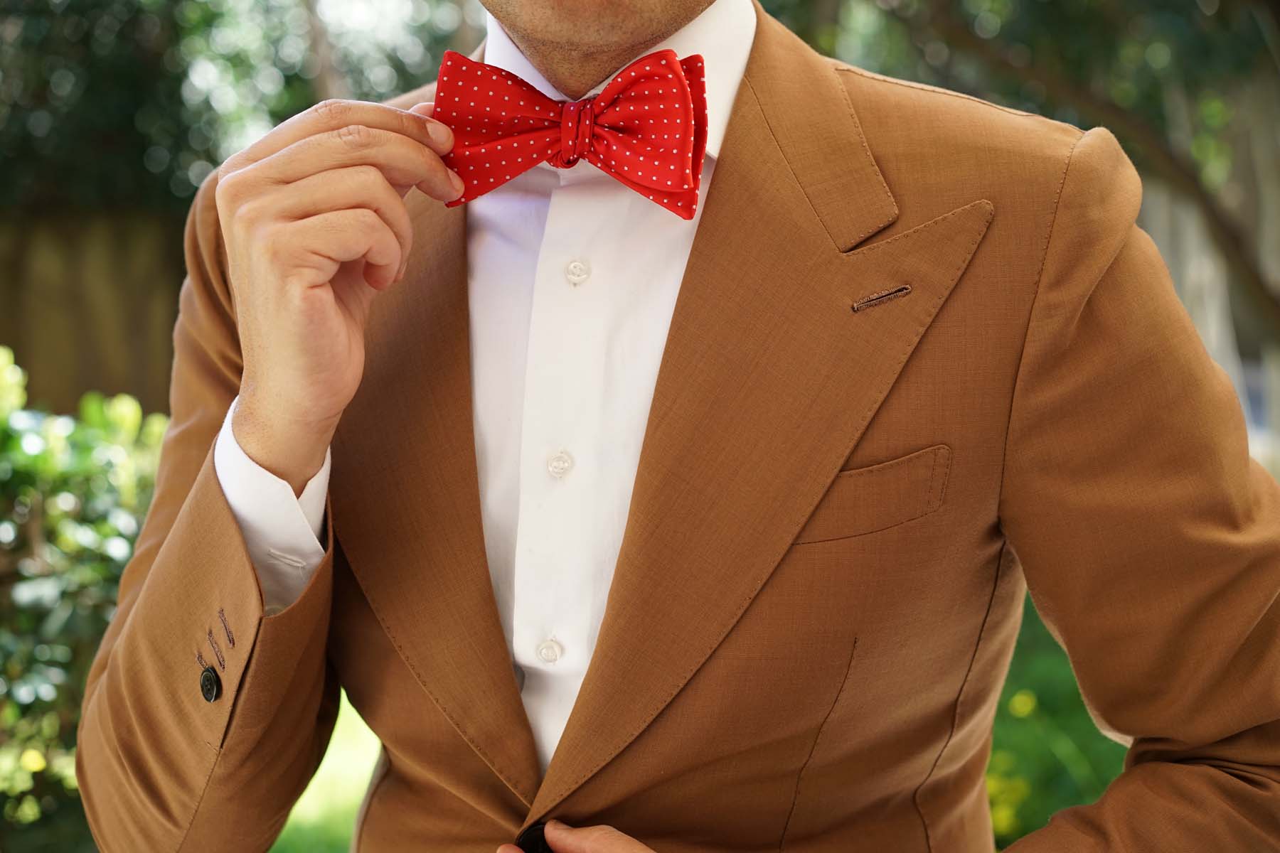 Red Bow Tie Untied with White Polka Dots