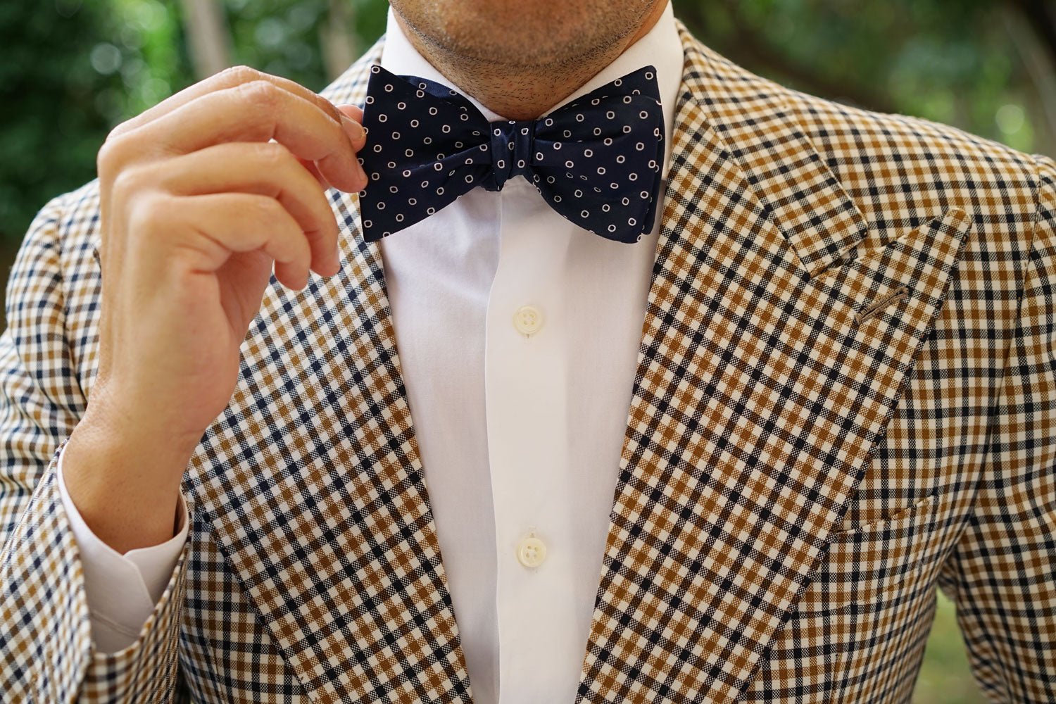 St Barts Navy Polka Dot Self Bow Tie