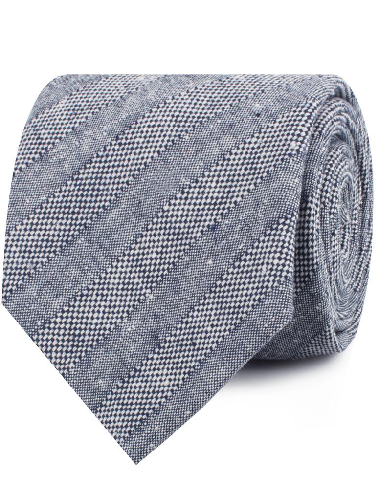 Manarola Navy Tweed Striped Linen Necktie