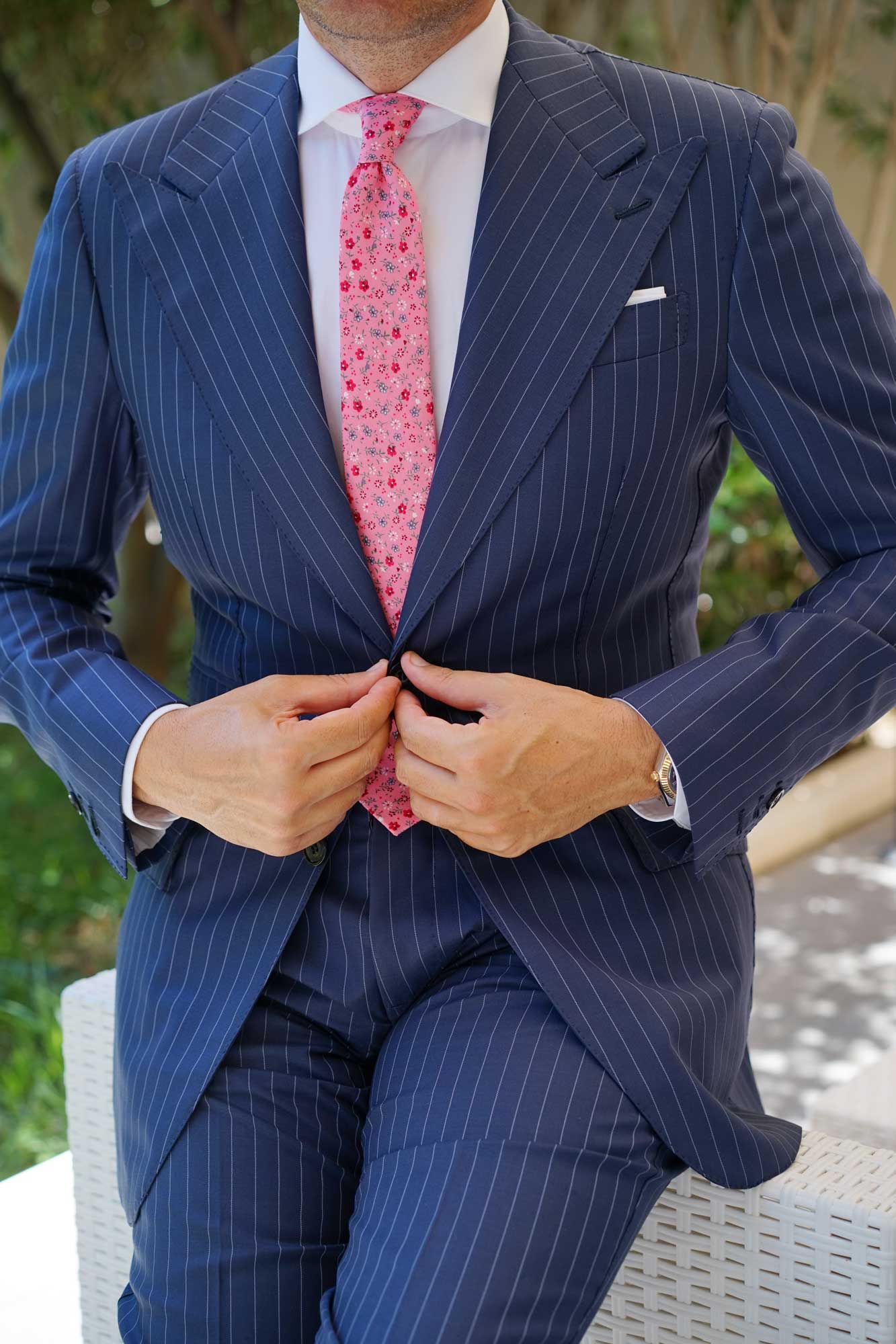 Flamenco Pink Floral Skinny Tie