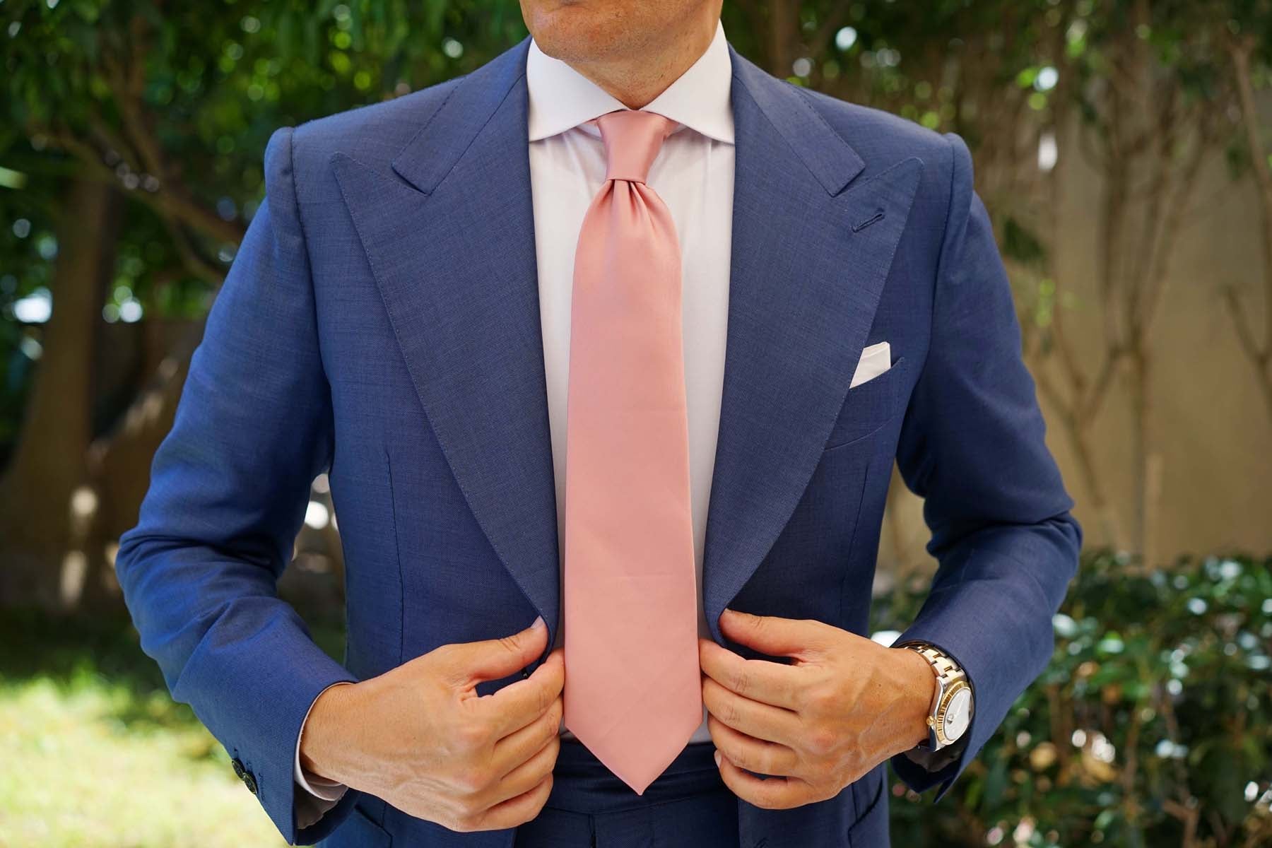 Dusty Blush Pink Satin Necktie