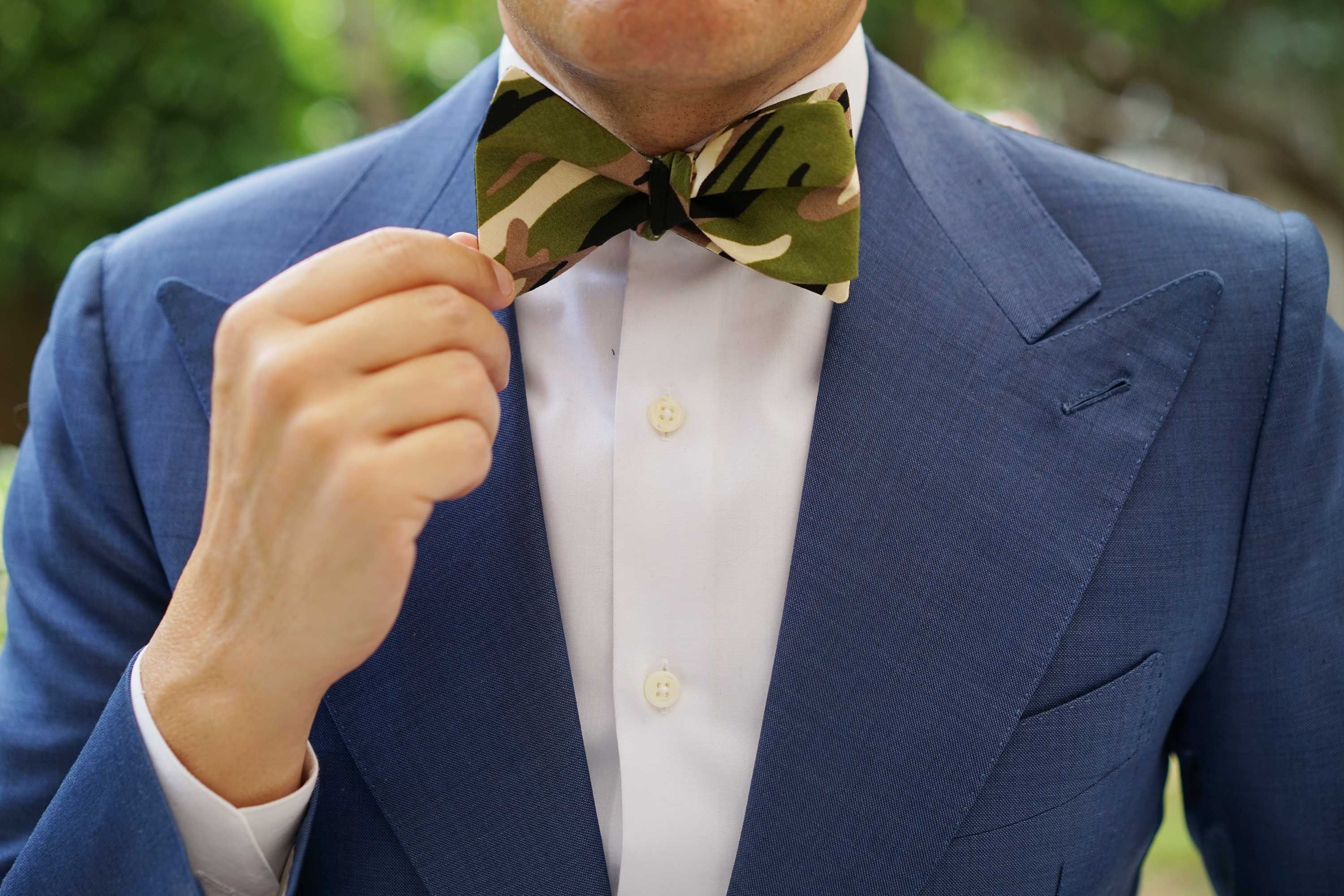 Jungle Green Camo Self Bow Tie