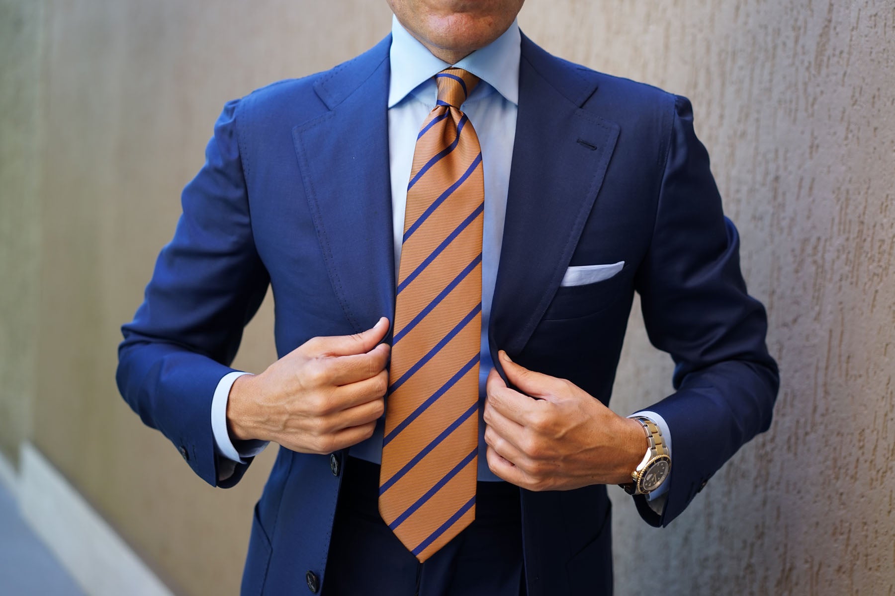 Golden Brown Pencil Stripe Tie