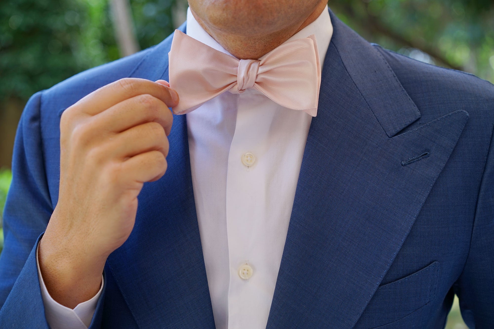 Liege Blush Pink Diamond Self Bow Tie