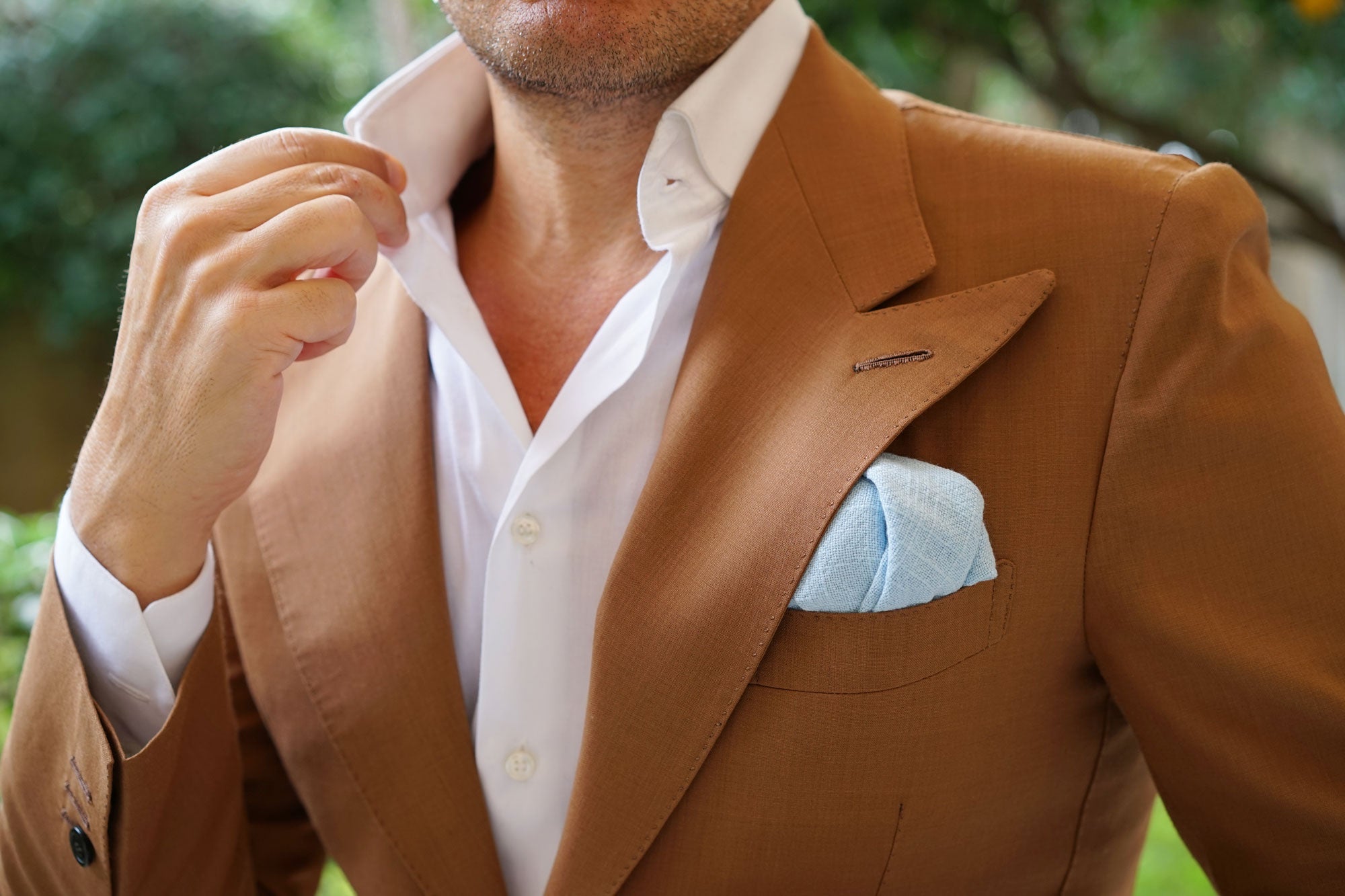 Argentinian Ice Blue Linen Pocket Square