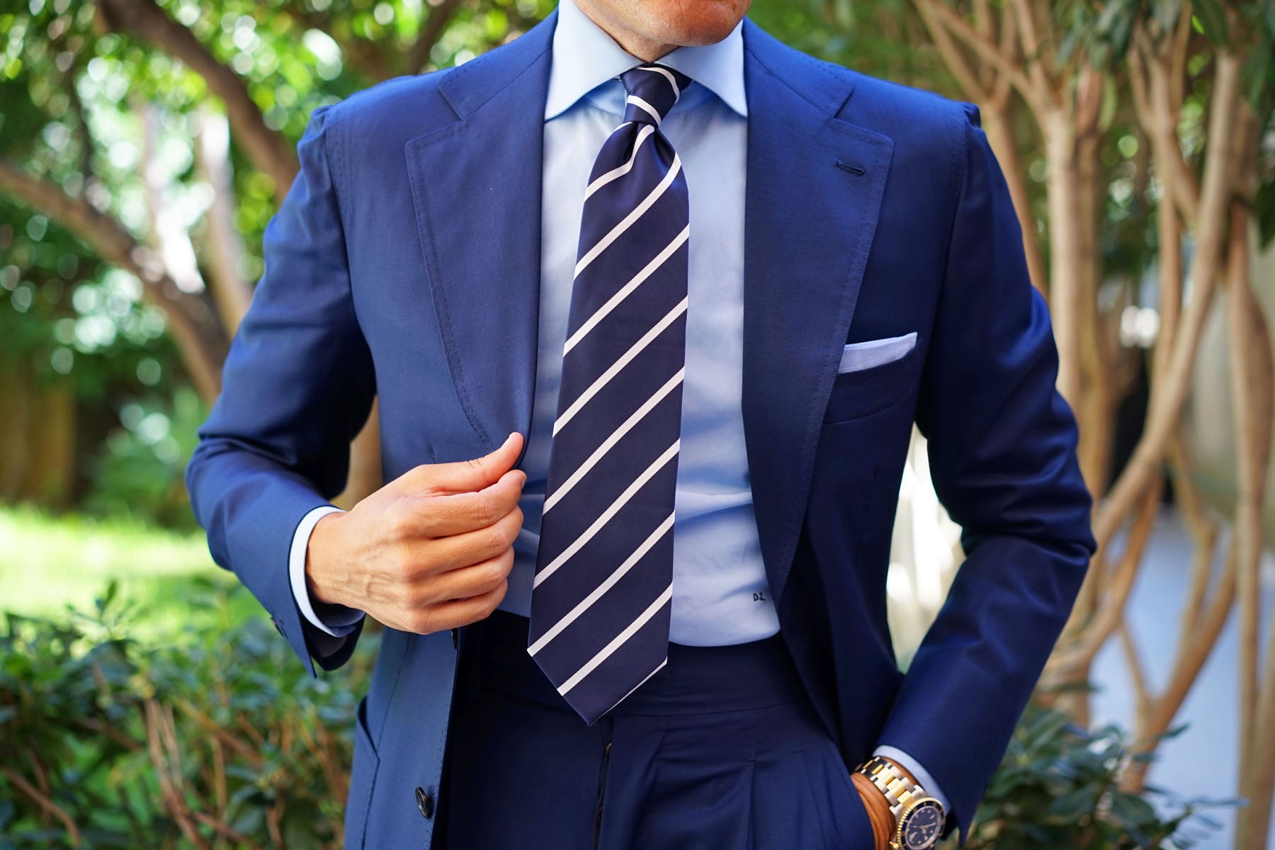 Navy Blue Pencil Stripe Tie