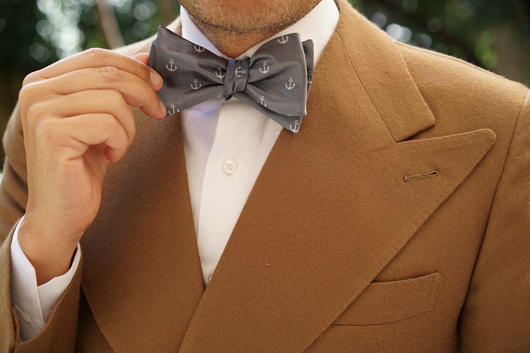 The OTAA Charcoal Grey Anchor Self Tie Bow Tie