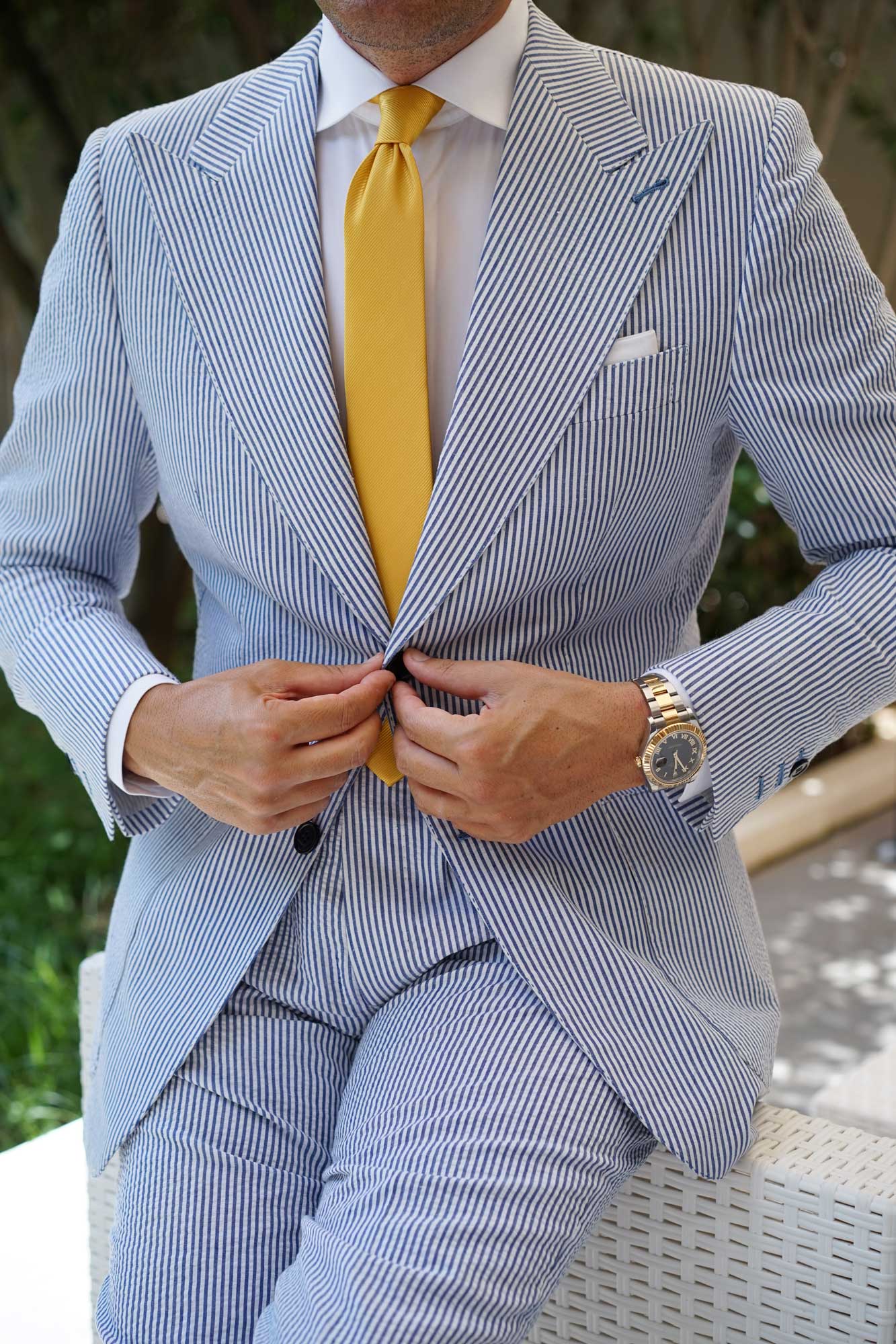 Honey Gold Yellow Twill Skinny Tie