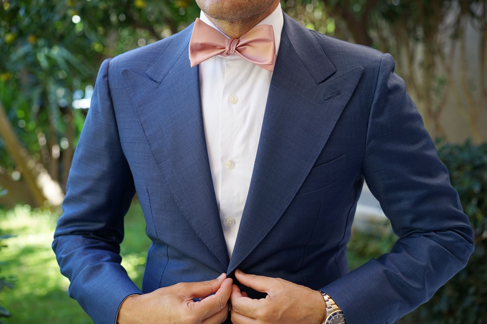 Dusty Blush Pink Twill Self Bow Tie