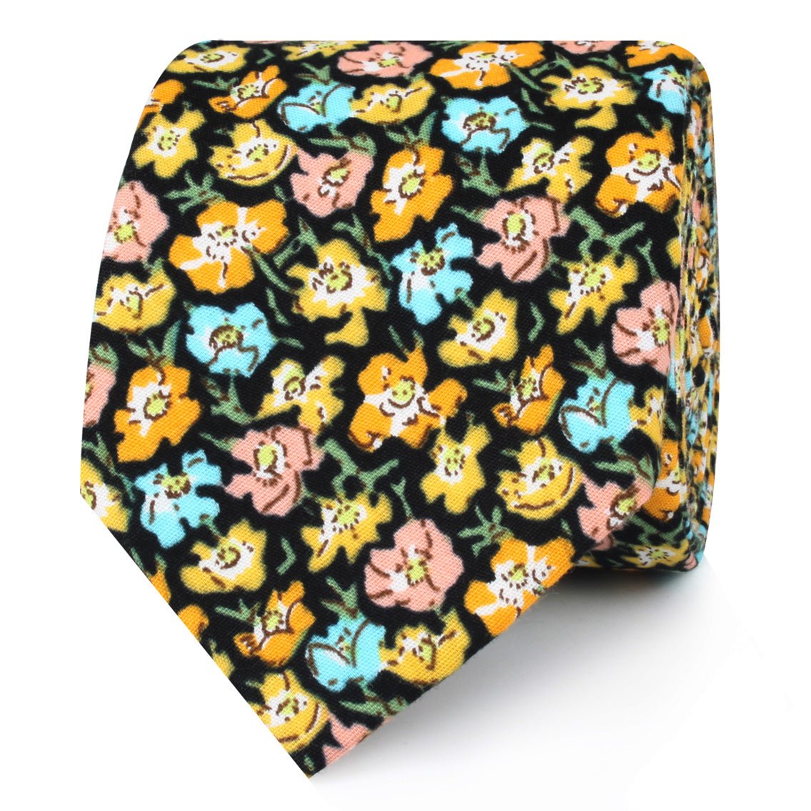 Huelva Yellow Floral Skinny Tie