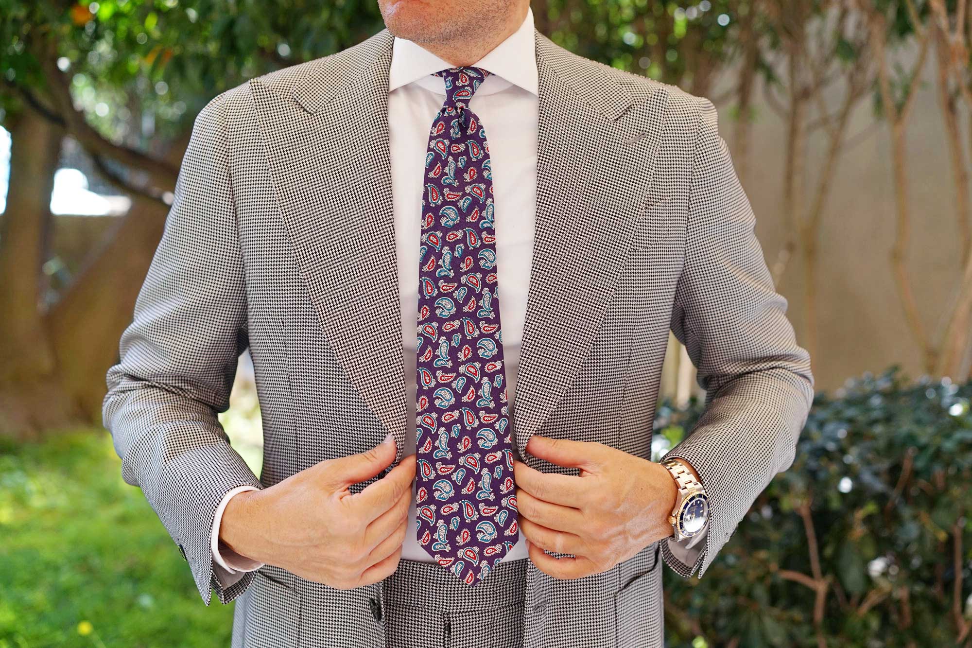 Lago di Bolsena Purple Paisley Tie