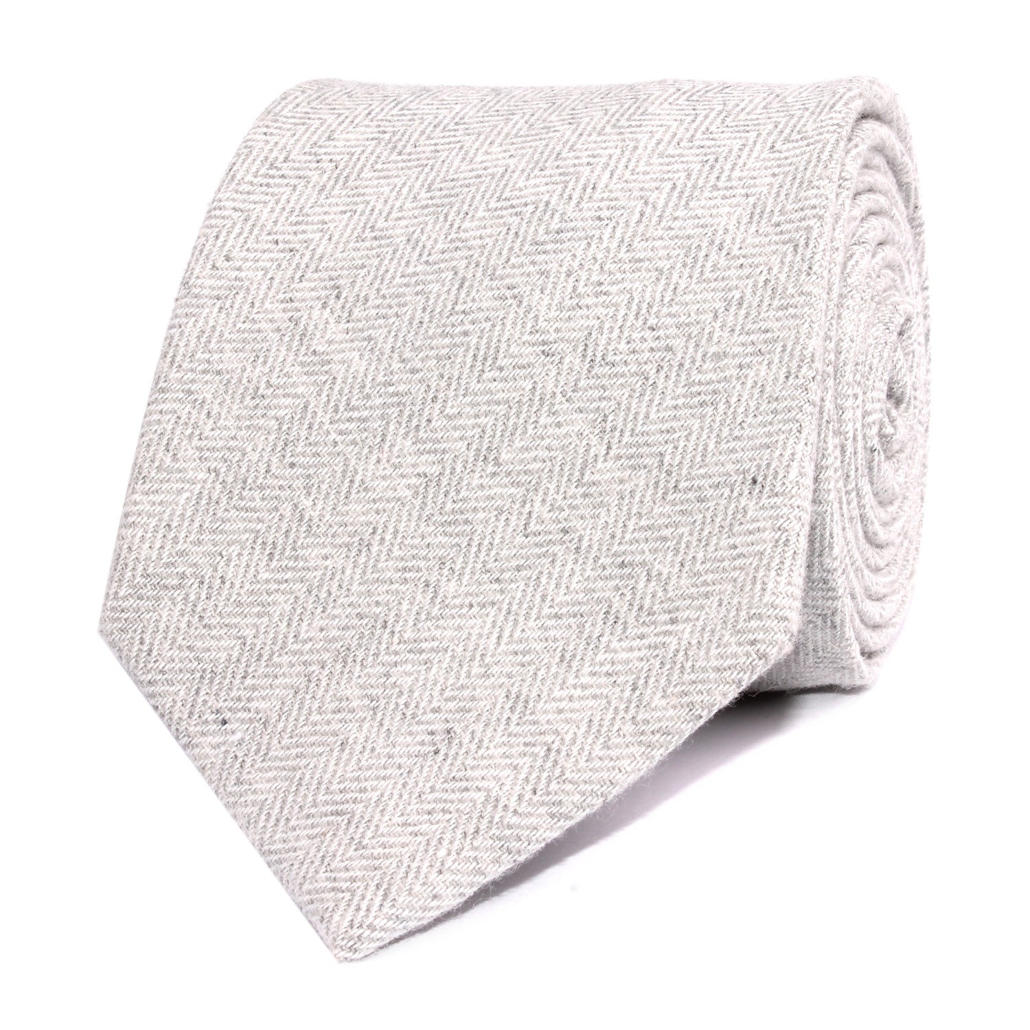 Light Grey Herringbone Linen Necktie