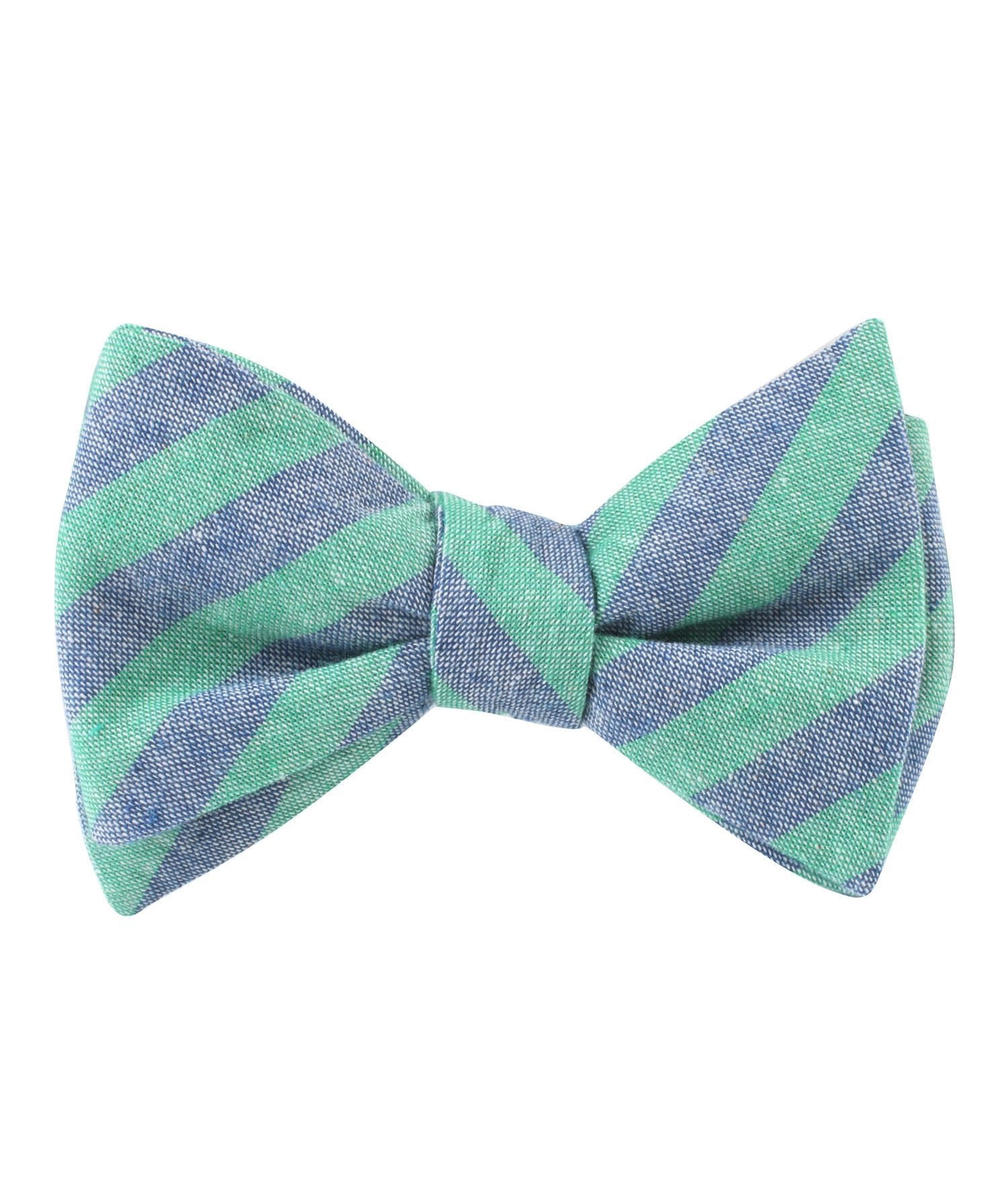 Green & Blue Bengal Linen Self Bow Tie