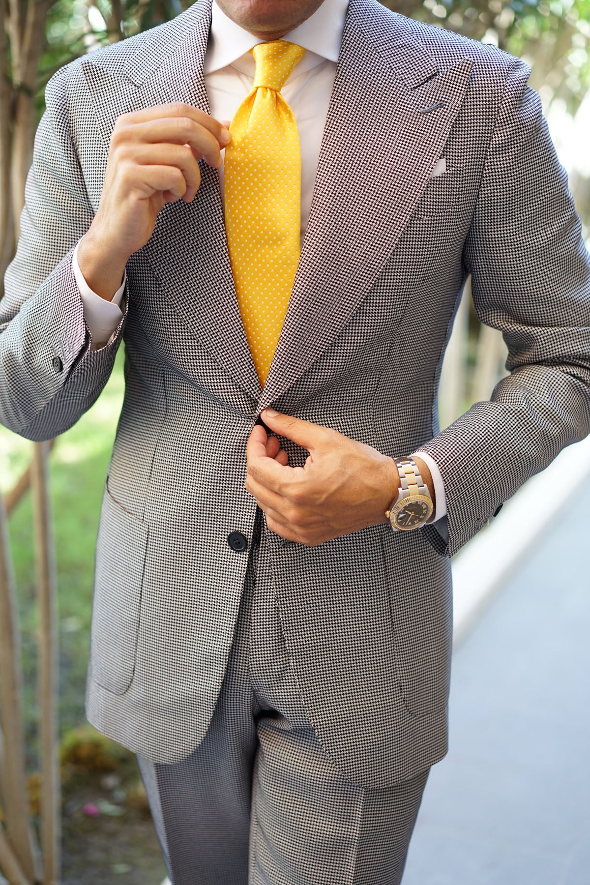 Yellow Mini Polka Dots Necktie