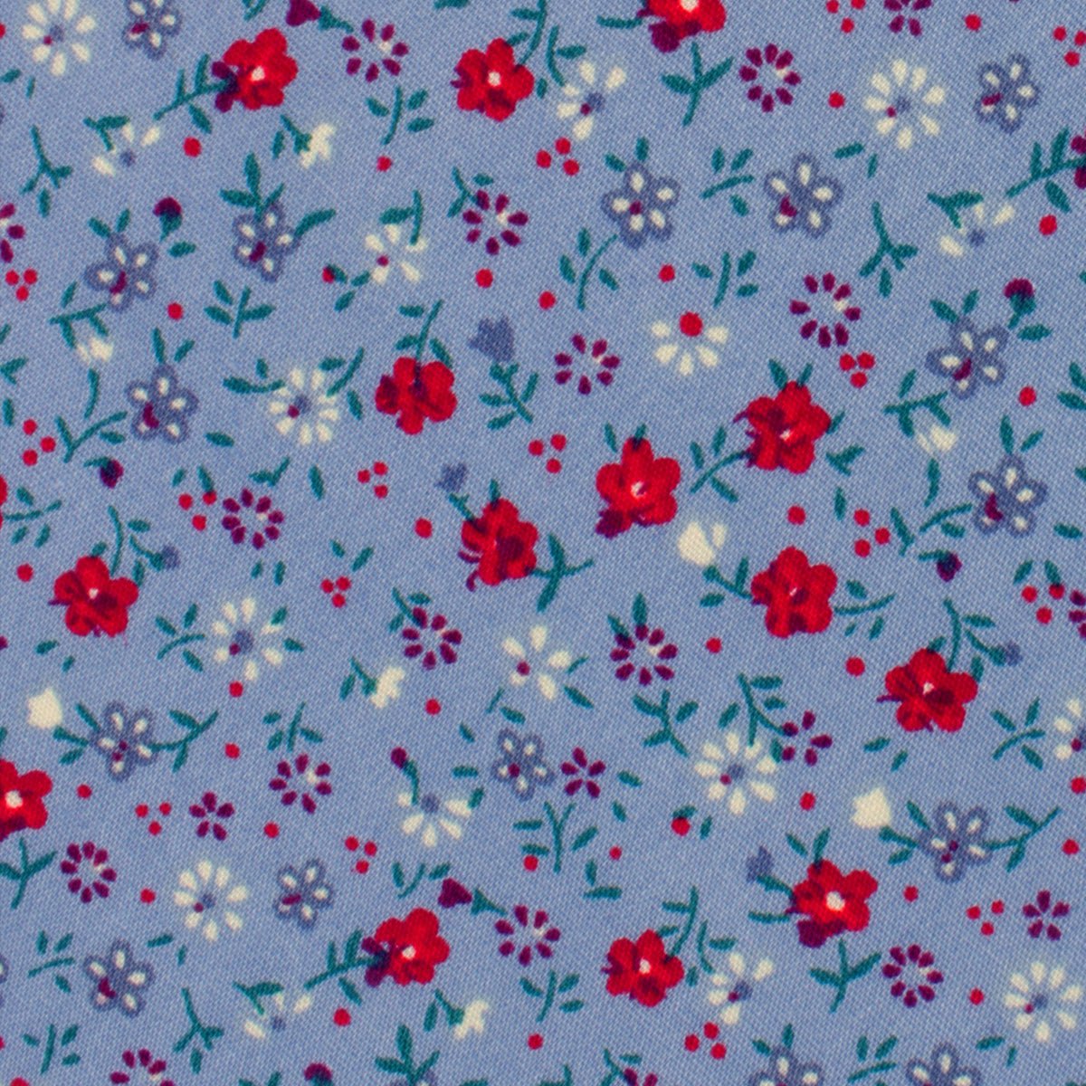 Fabric Swatch (Y303) - Crimson Rose Steel-Blue Floral